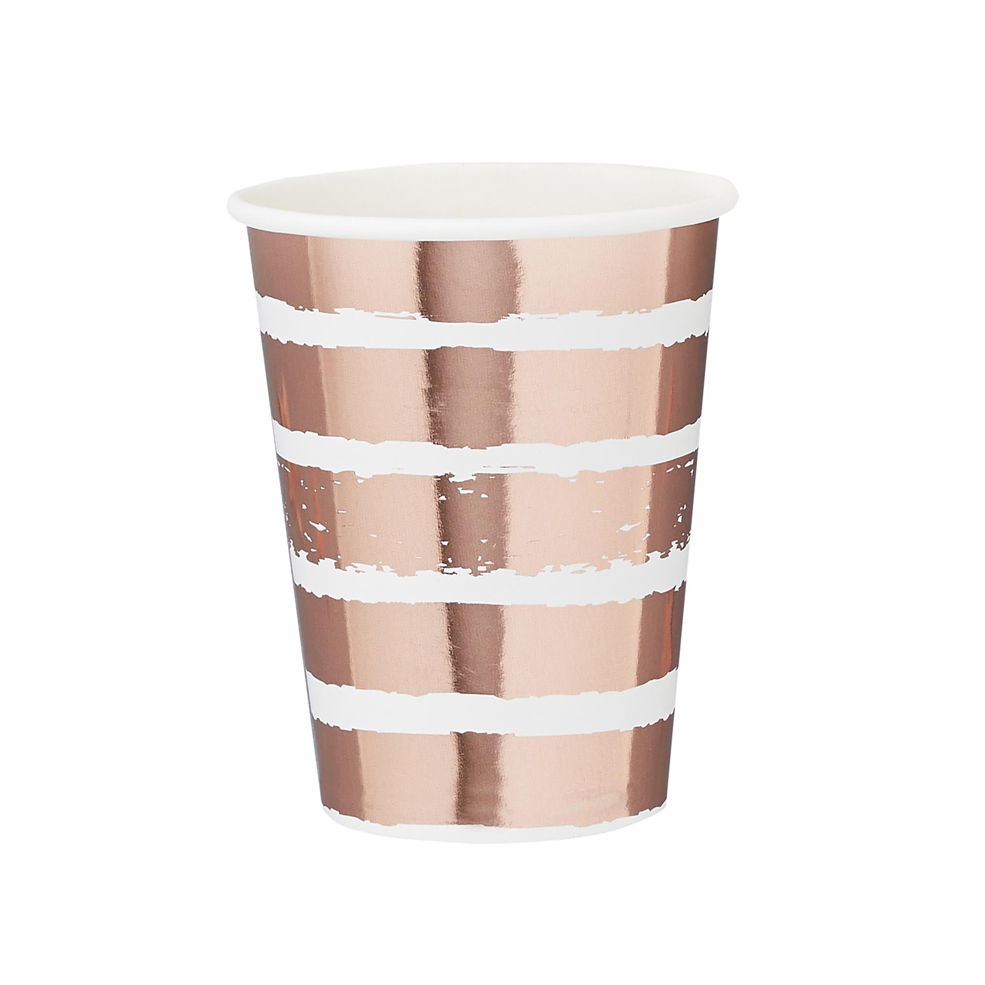 Metallic Striped Paper Cups - Pack of 8 (3 Colour Options)
