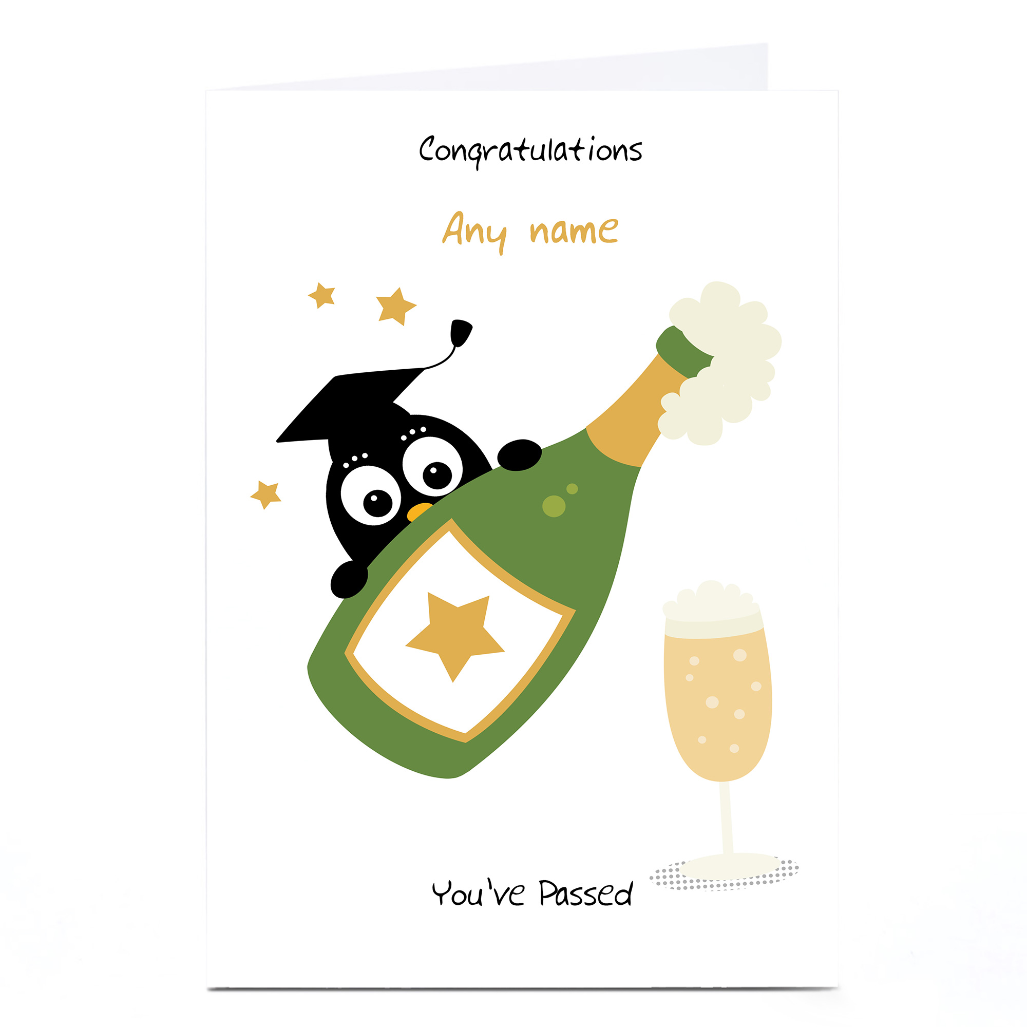 Personalised Graduation Card - Owl & Champagne