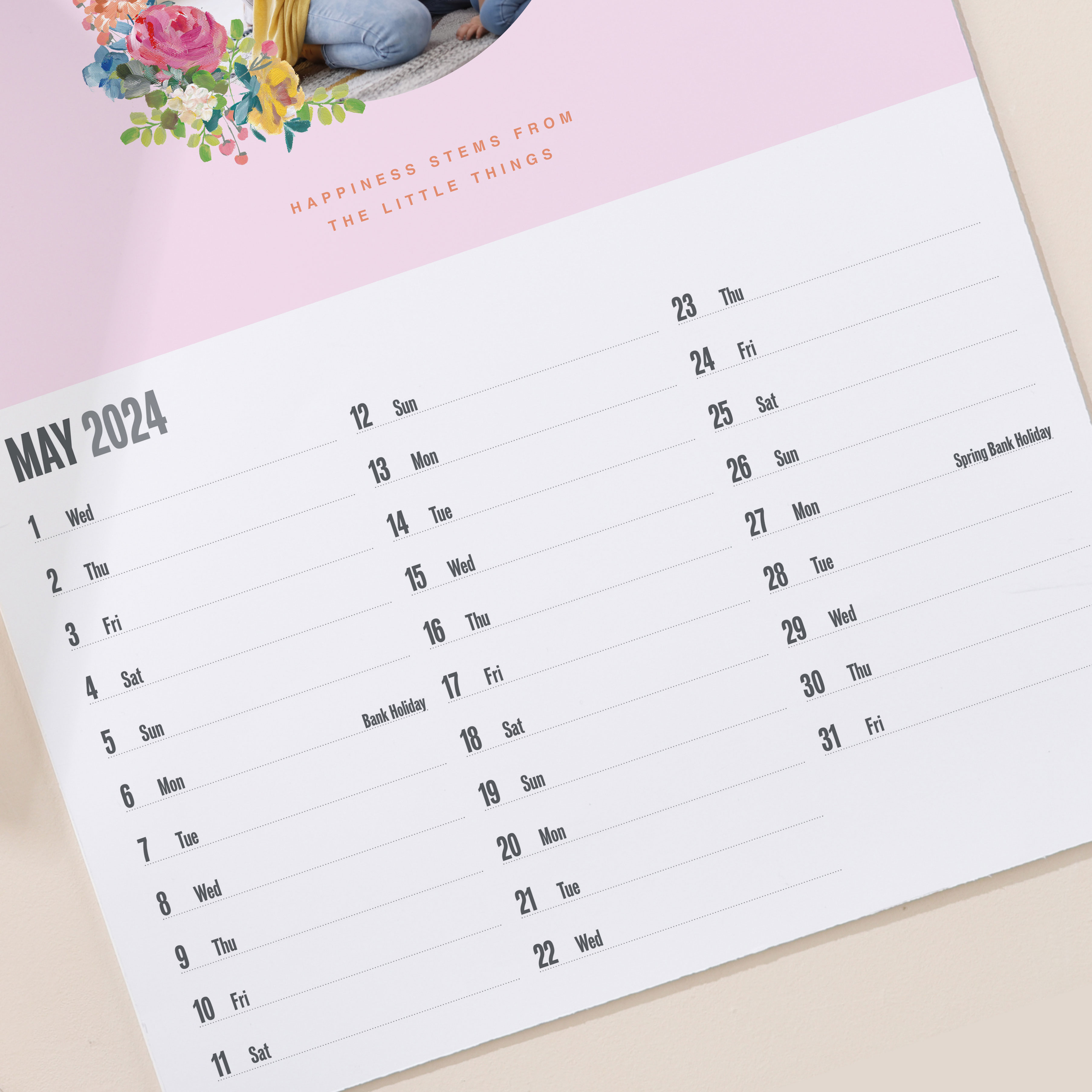 Photo Upload Floral Calendar