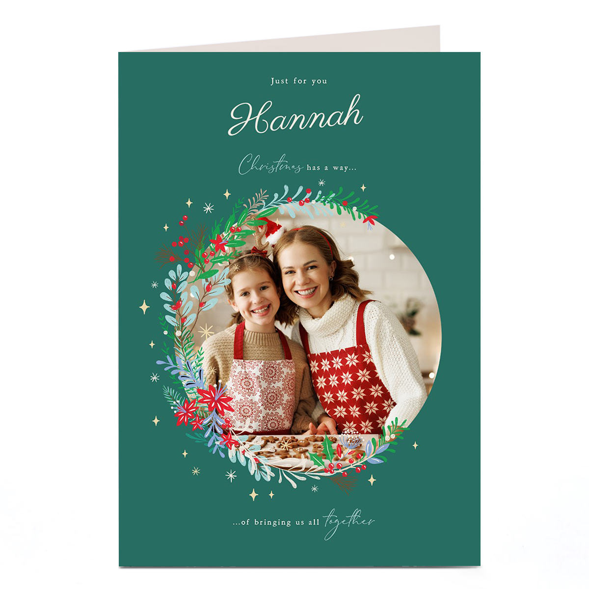 Photo Christmas Card - Bringing Us All Together Wreath