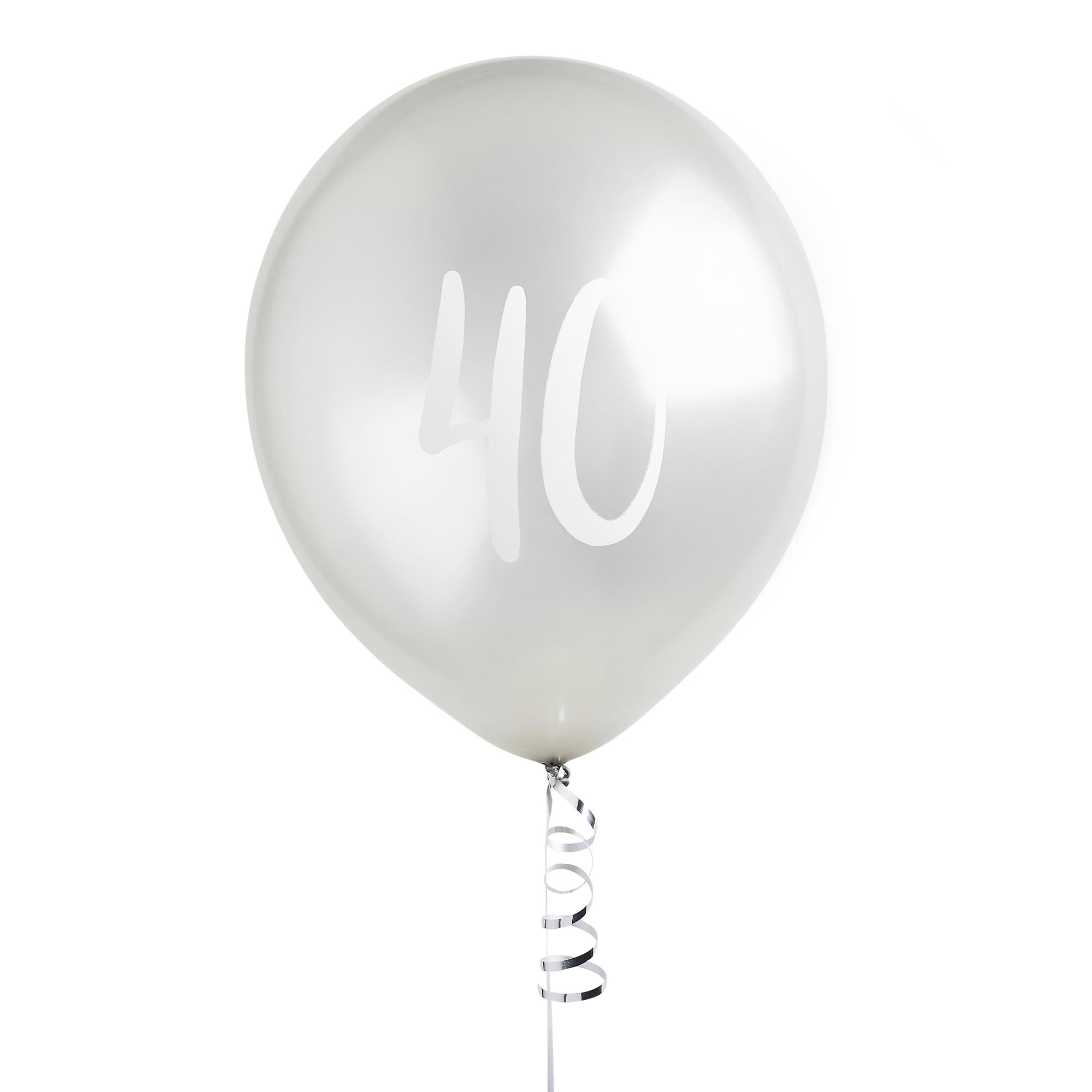 Metallic Silver Number Latex Balloons - Pack of 5 (Milestone Ages)
