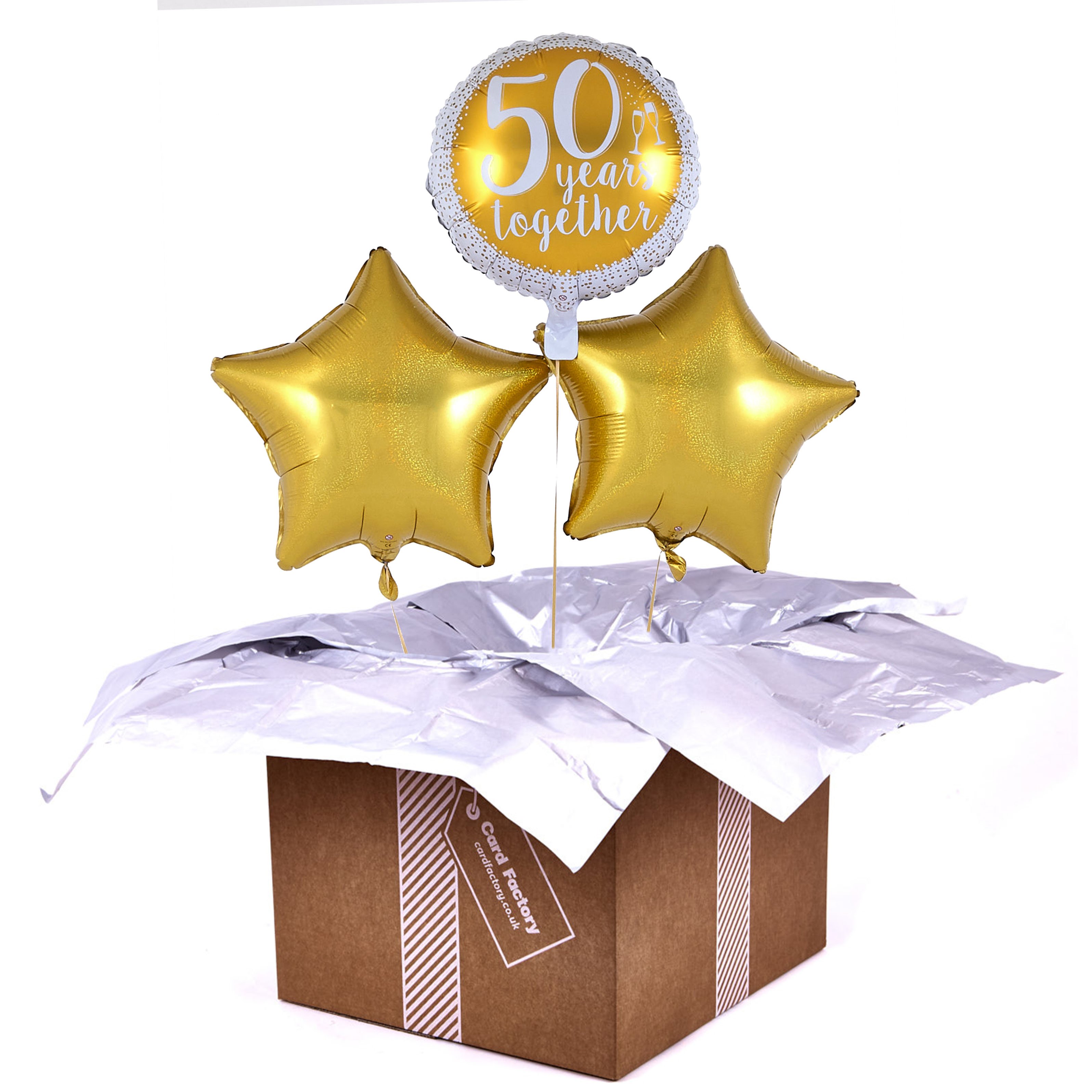 50 Years Together' Golden Wedding Balloon Bouquet - DELIVERED INFLATED!
