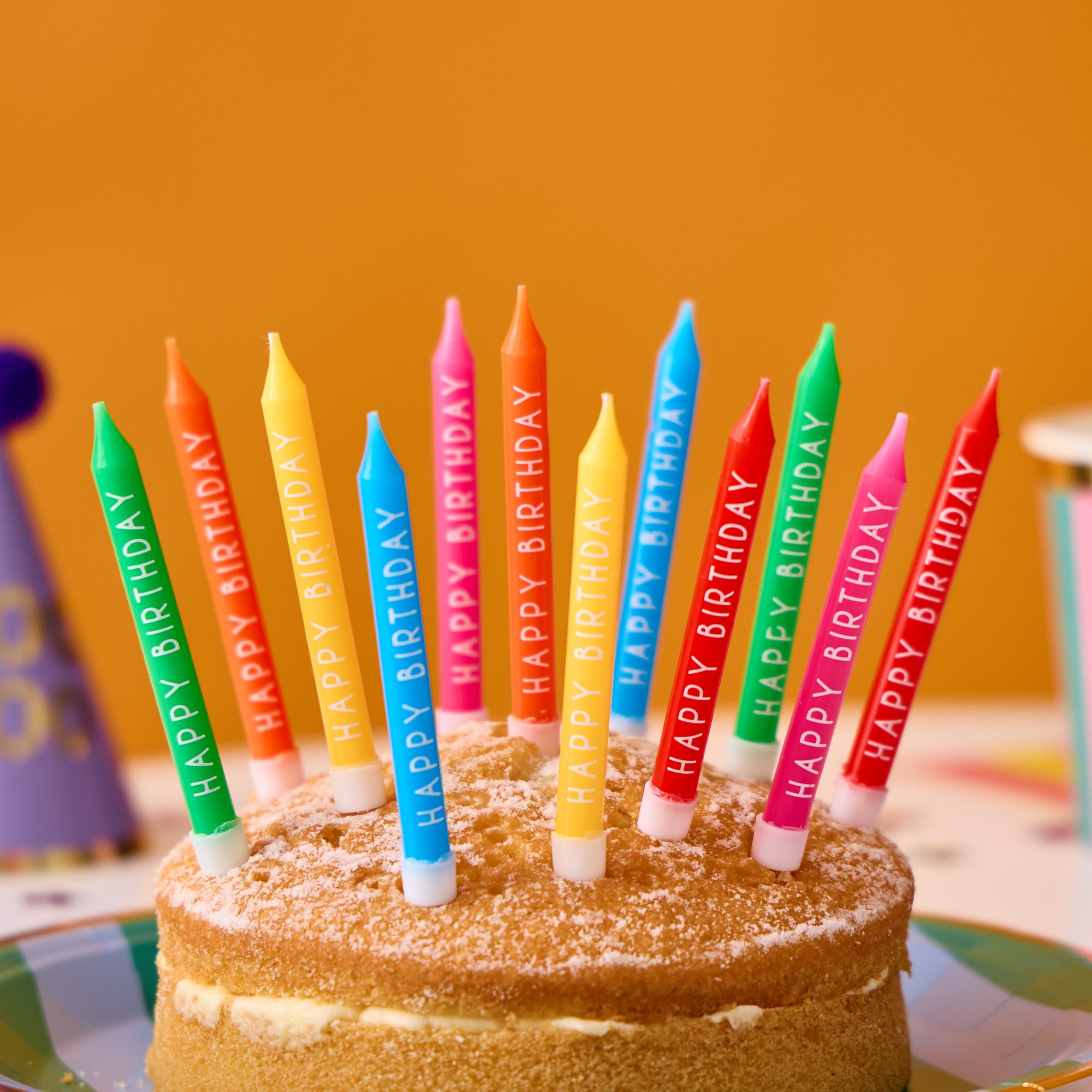 Brights Happy Birthday Cake Candles - Pack of 12