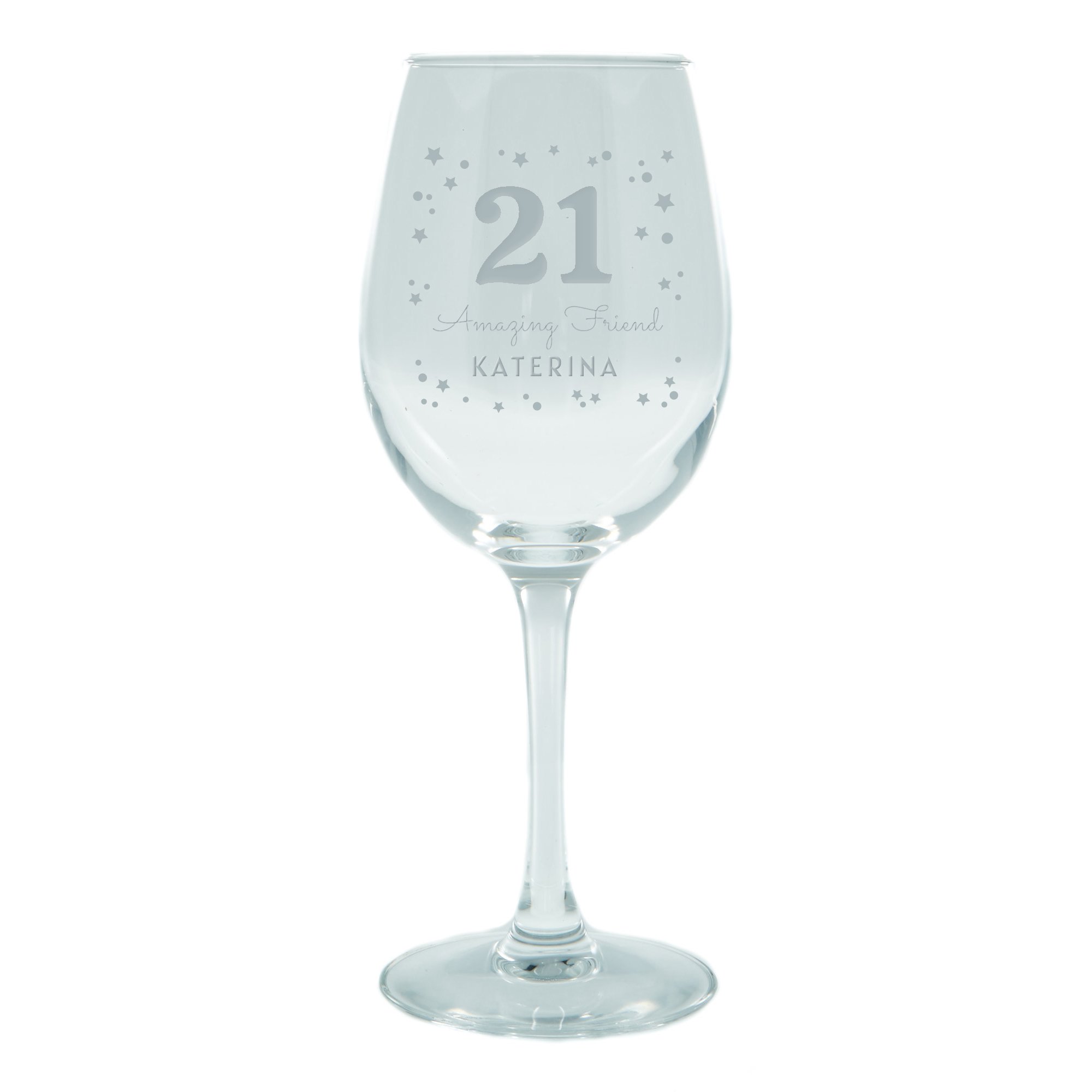 Personalised Milestone Age Wine Glass - Editable Age, Name & Message