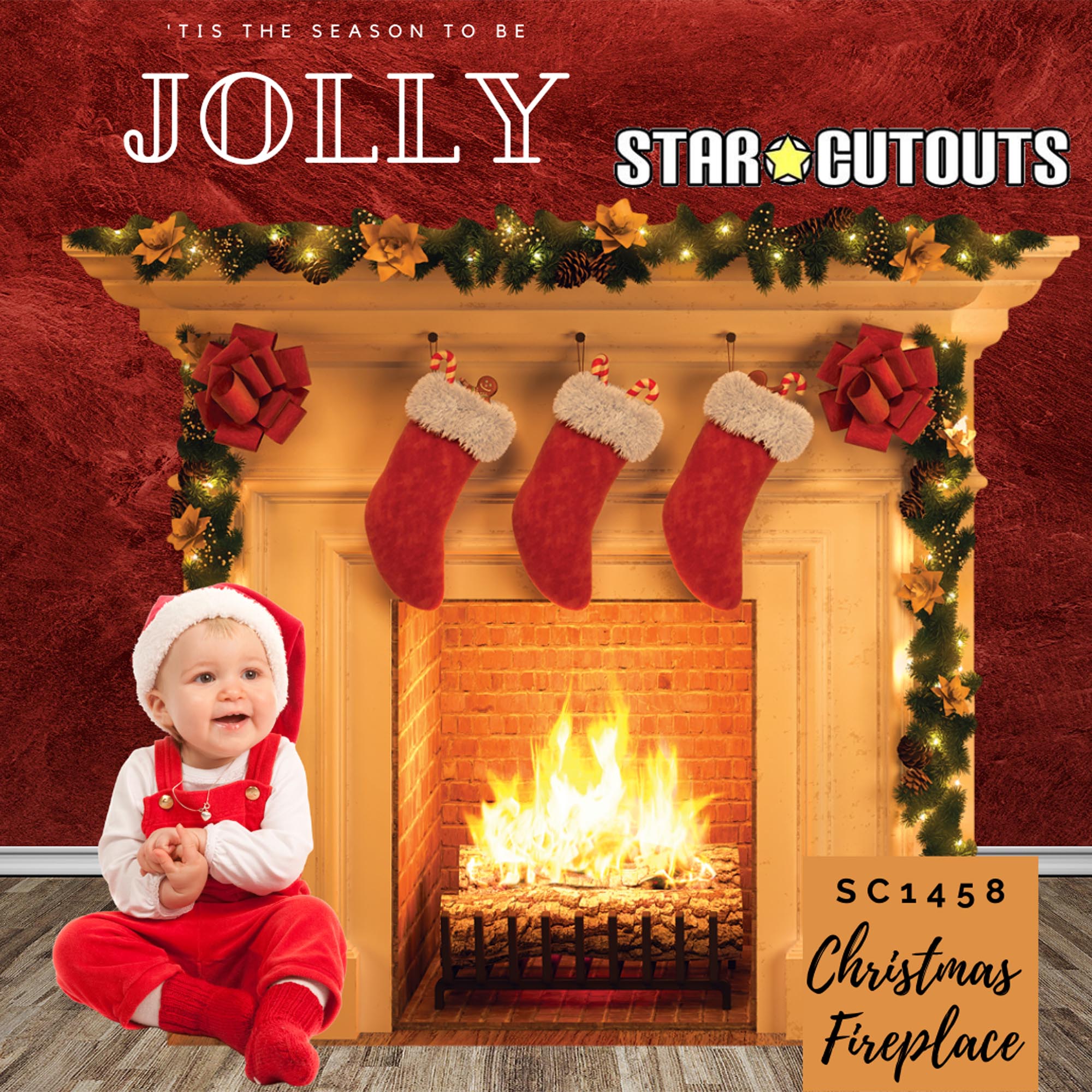 Festive Christmas Fireplace Cardboard Cutout 