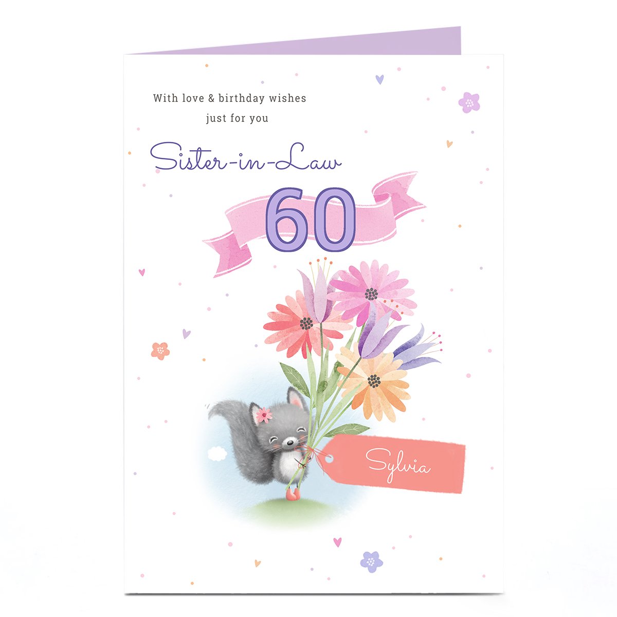 Personalised Birthday Card - Cute Squirrel Sister-in-Law, Editable Age