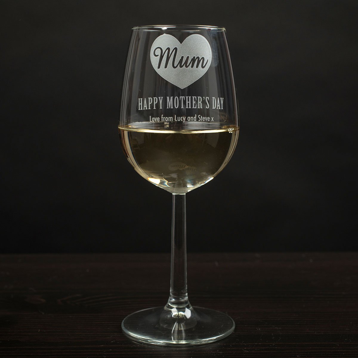 Personalised Happy Mother's Day Heart Wine Glass