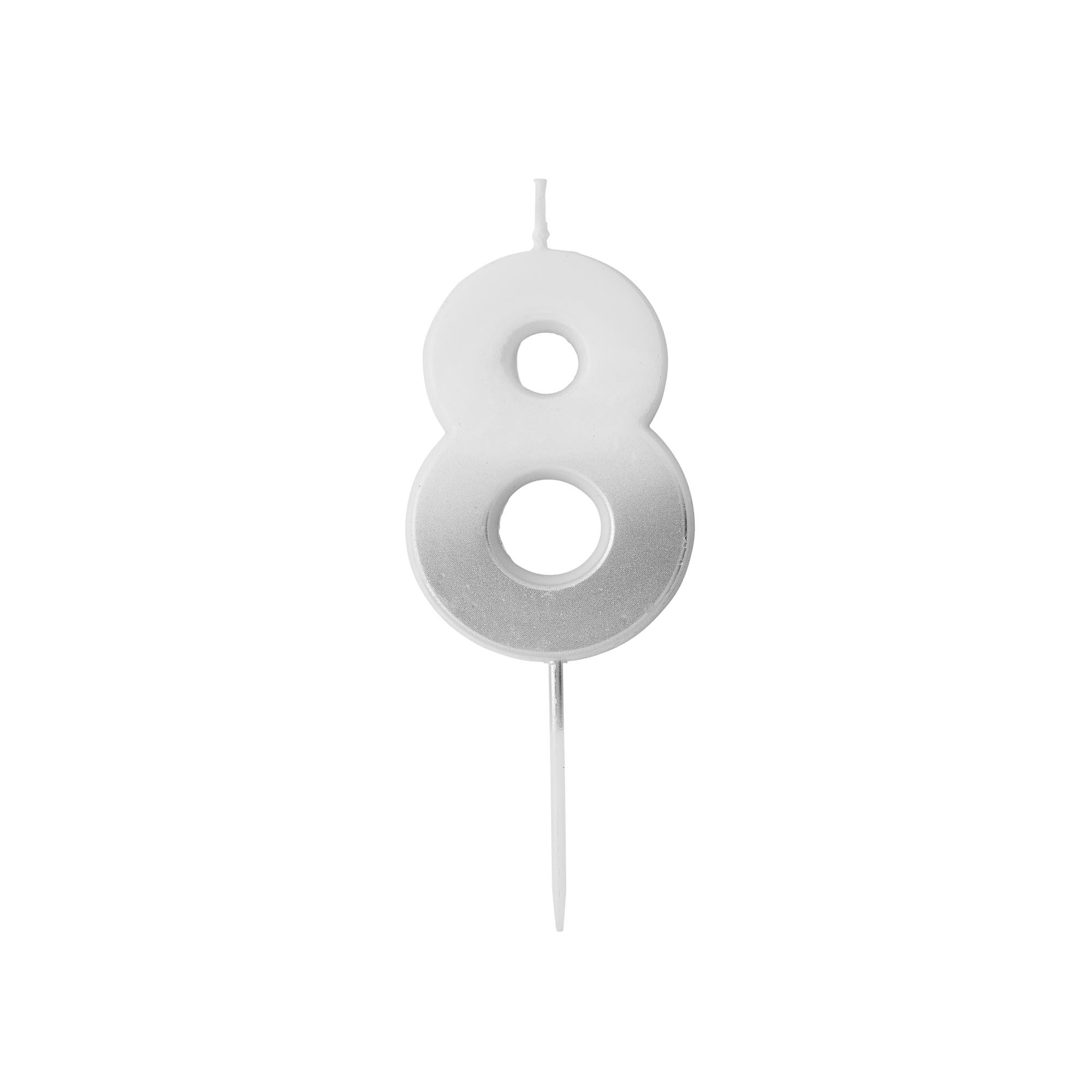 Silver Ombre Number Cake Candle (0-9)