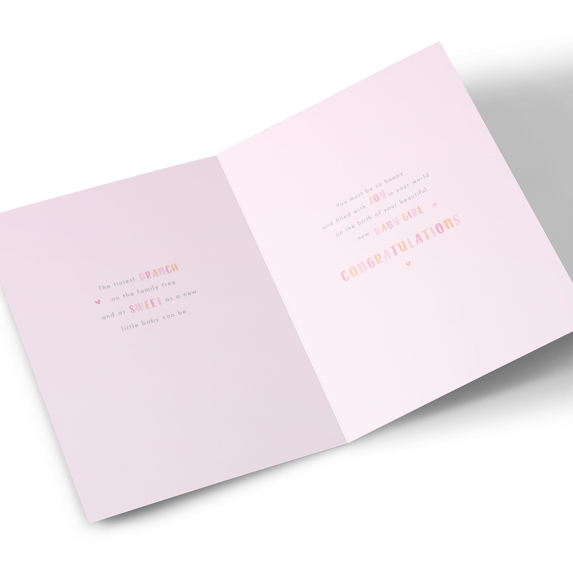 Personalised New Baby Card - Baby Girl Pink