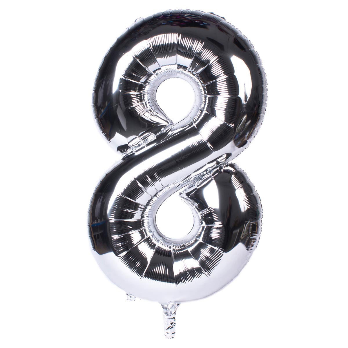 Silver Number 8 Giant Foil Helium Balloon INFLATED