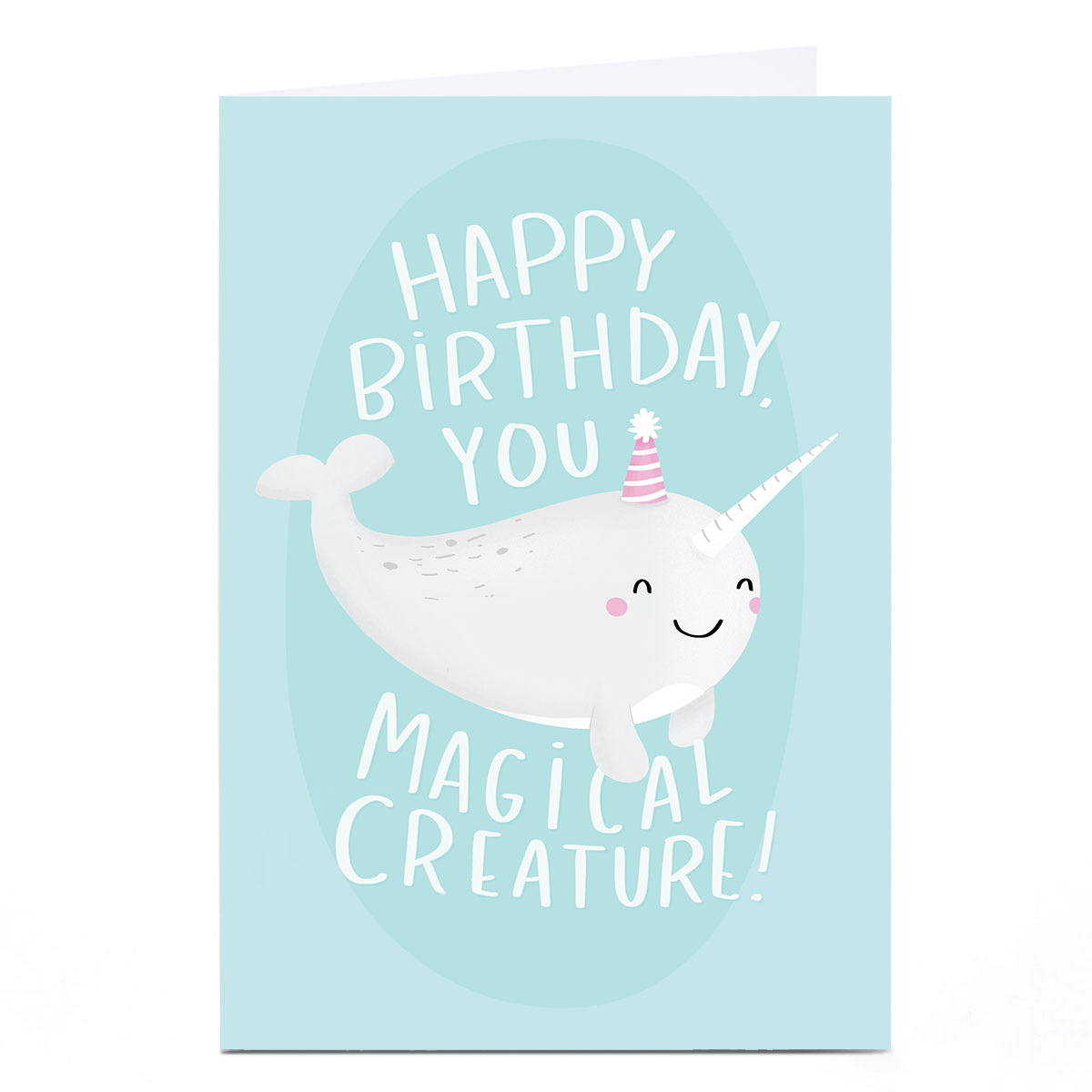 Personalised Whale & Bird Birthday Card - Narwhal