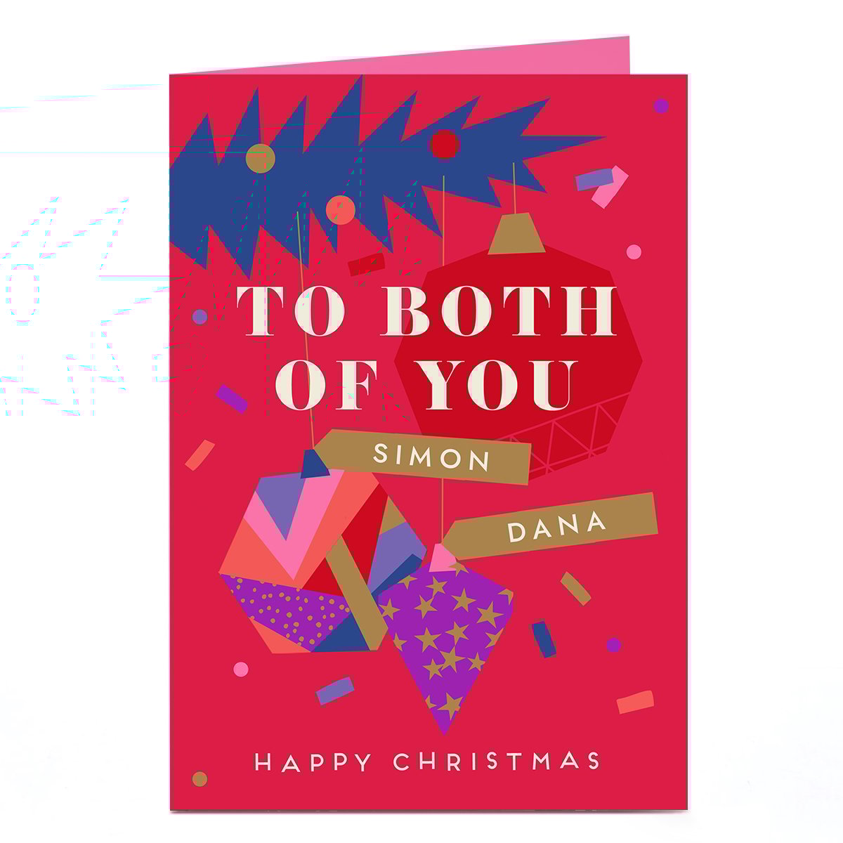 Personalised Christmas Card - Geometric Baubles