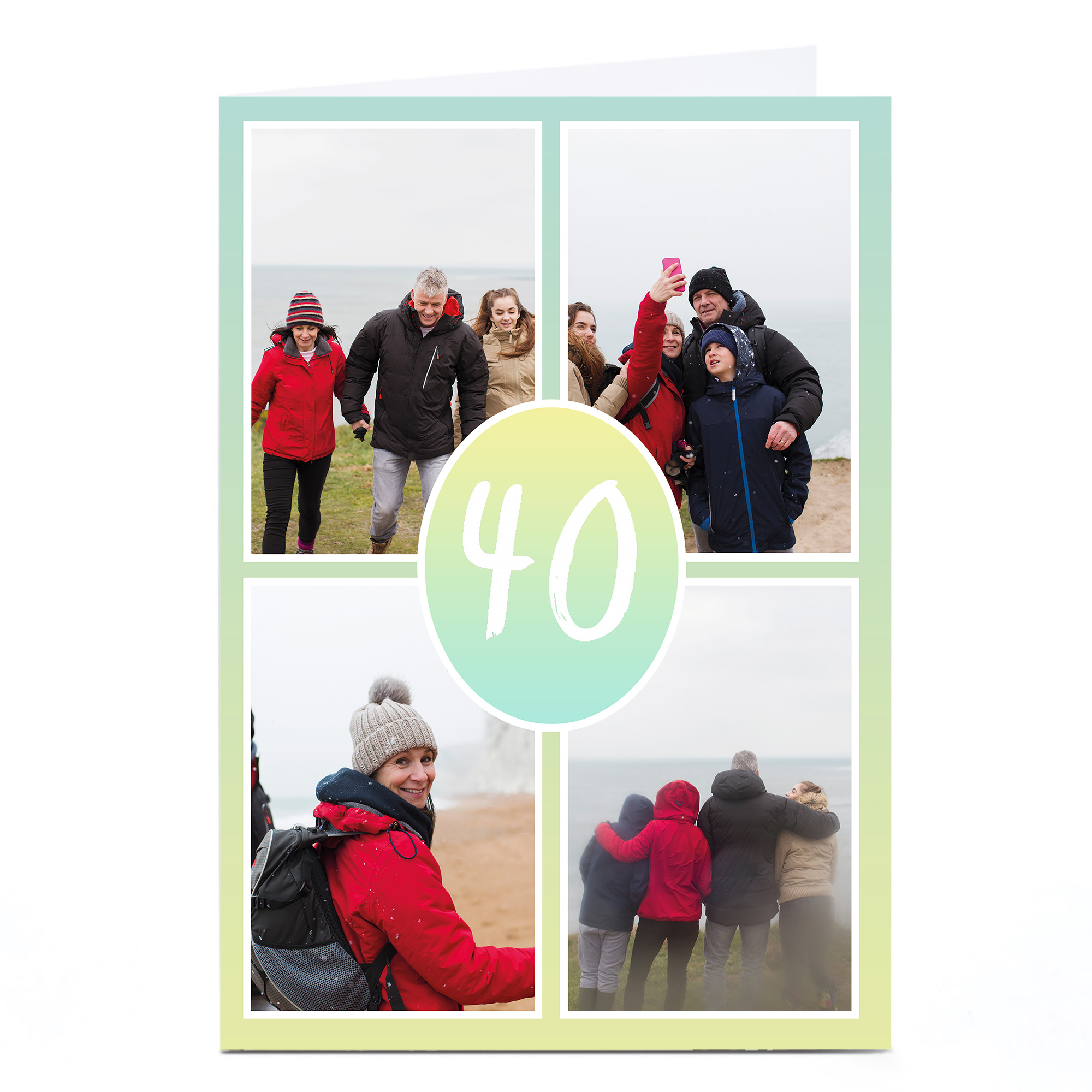 Personalised 40th Photo Card - Pastel Gradient, Editable Age