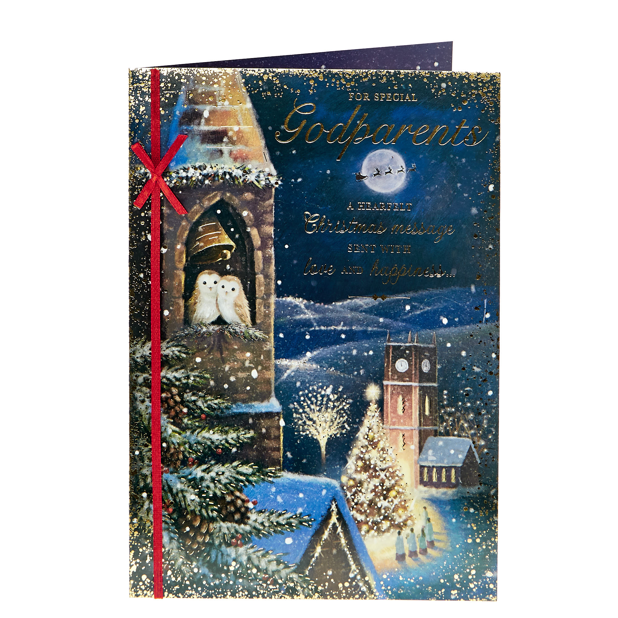 Christmas Card - Special Godparents Owls