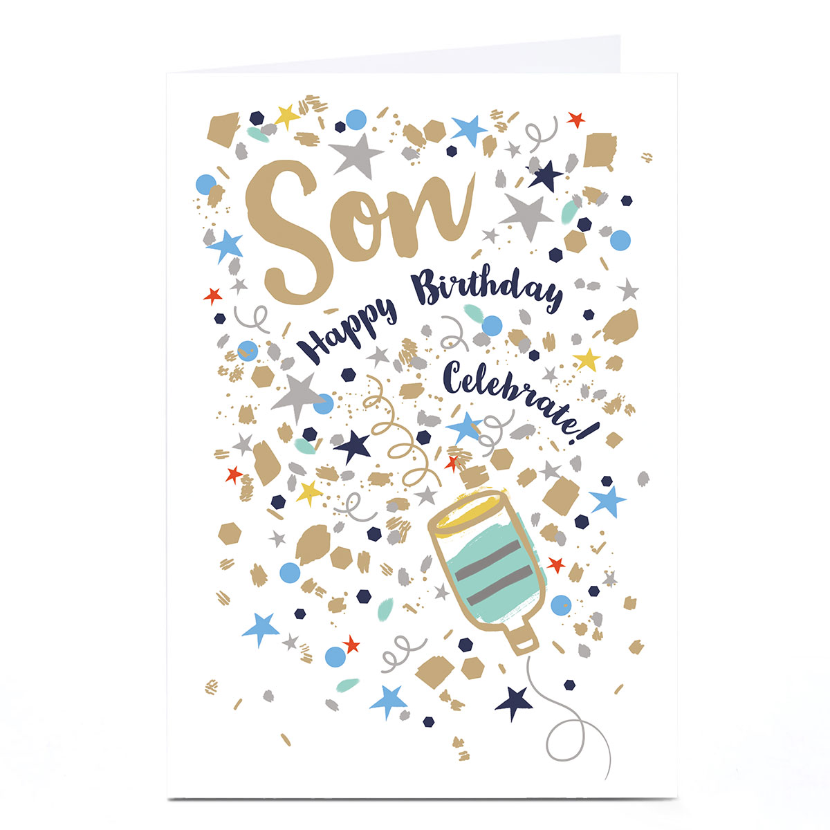 Personalised Birthday Card - Confetti Party Popper Explosion, Son