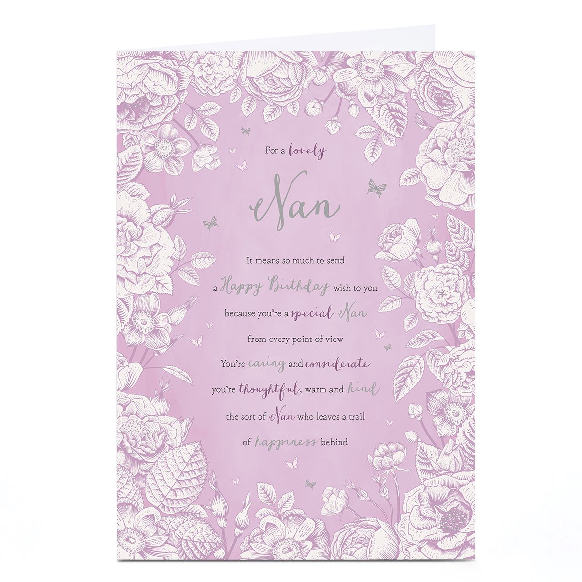 Personalised Birthday Card - Lovely Nan Poem, Nan