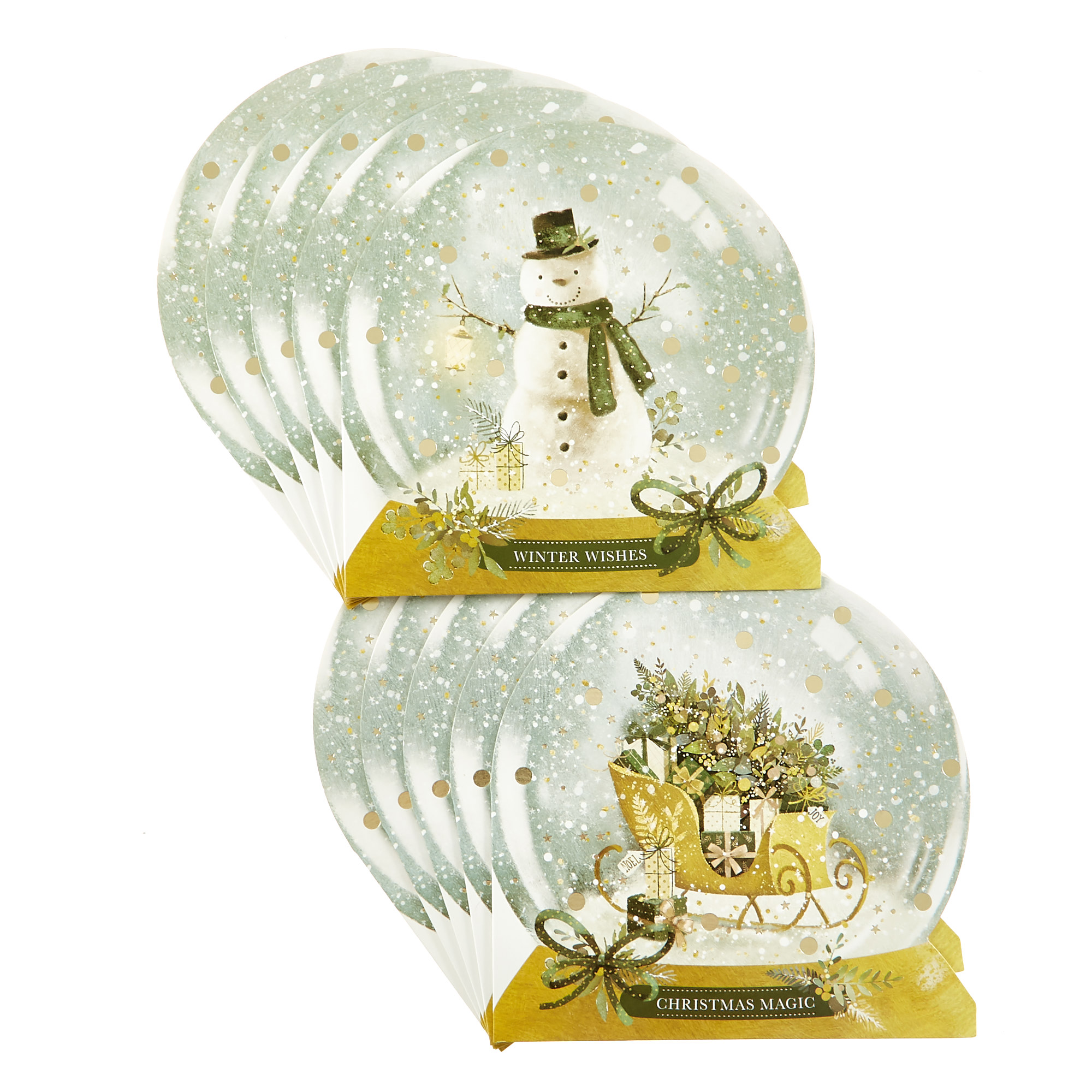 16 Charity Christmas Cards - Snow Globes (2 Designs)