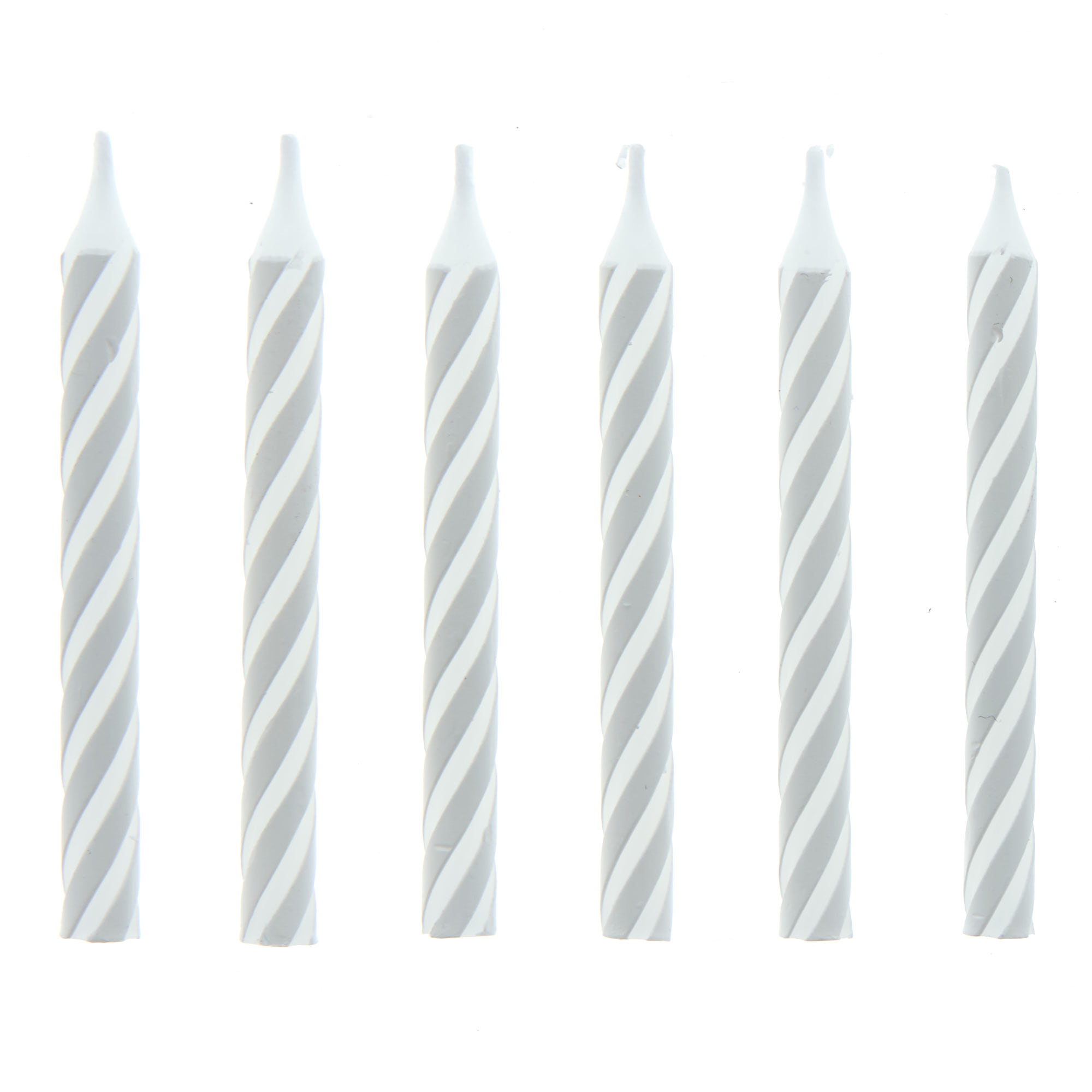 White Striped Birthday Candles - Pack of 24