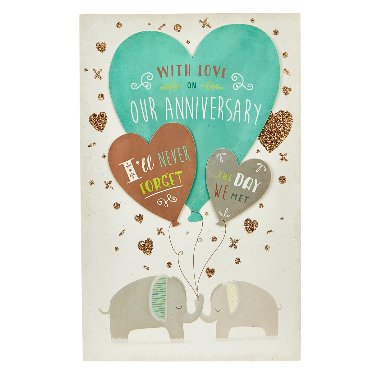 Anniversary Card - With Love, Elephants 
