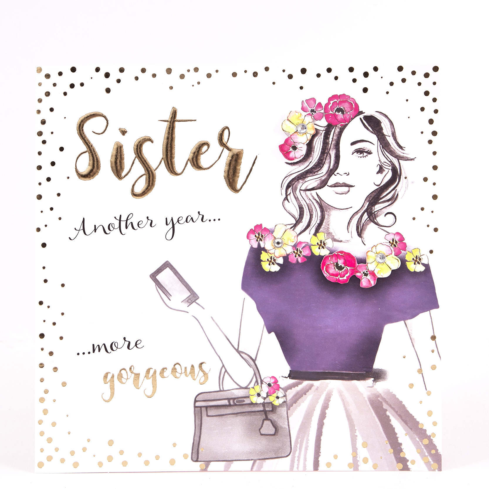 Boutique Collection Birthday Card - Gorgeous Sister