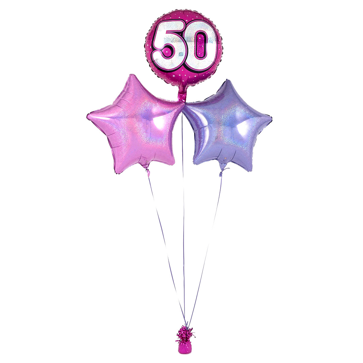 Pink 50th Birthday Balloon Bouquet - DELIVERED INFLATED!