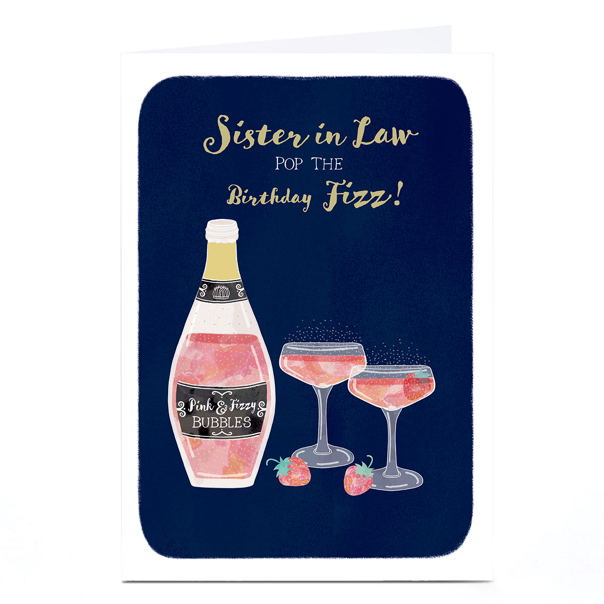 Personalised Birthday Card - Pink and Fizzy Bubbles, Sister-in-Law 