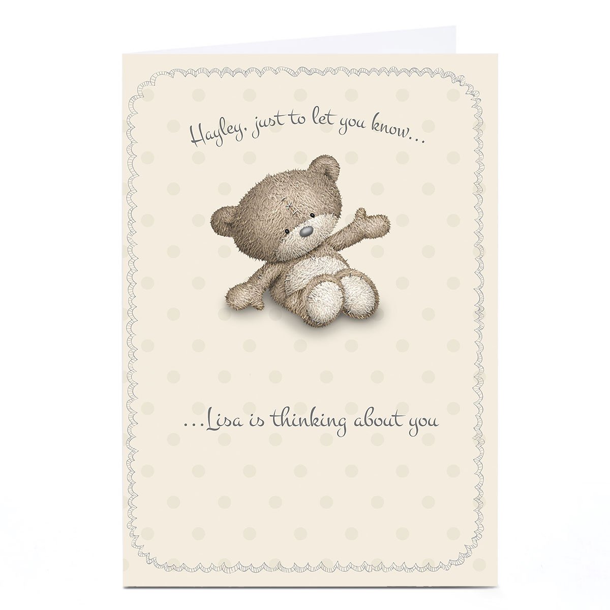 Personalised Hugs Bear Card - Thinking About You
