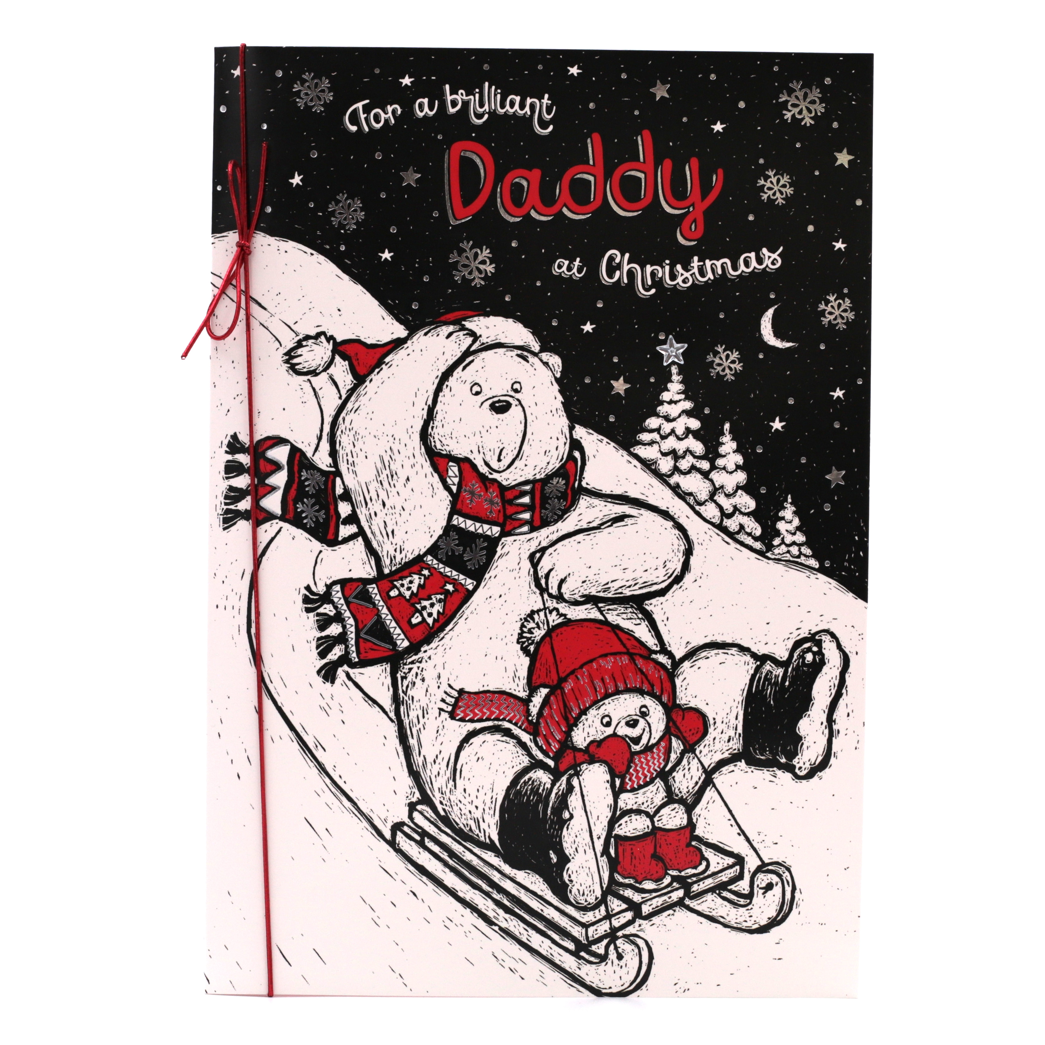 Christmas Card - Brilliant Daddy, Bears On A Sledge