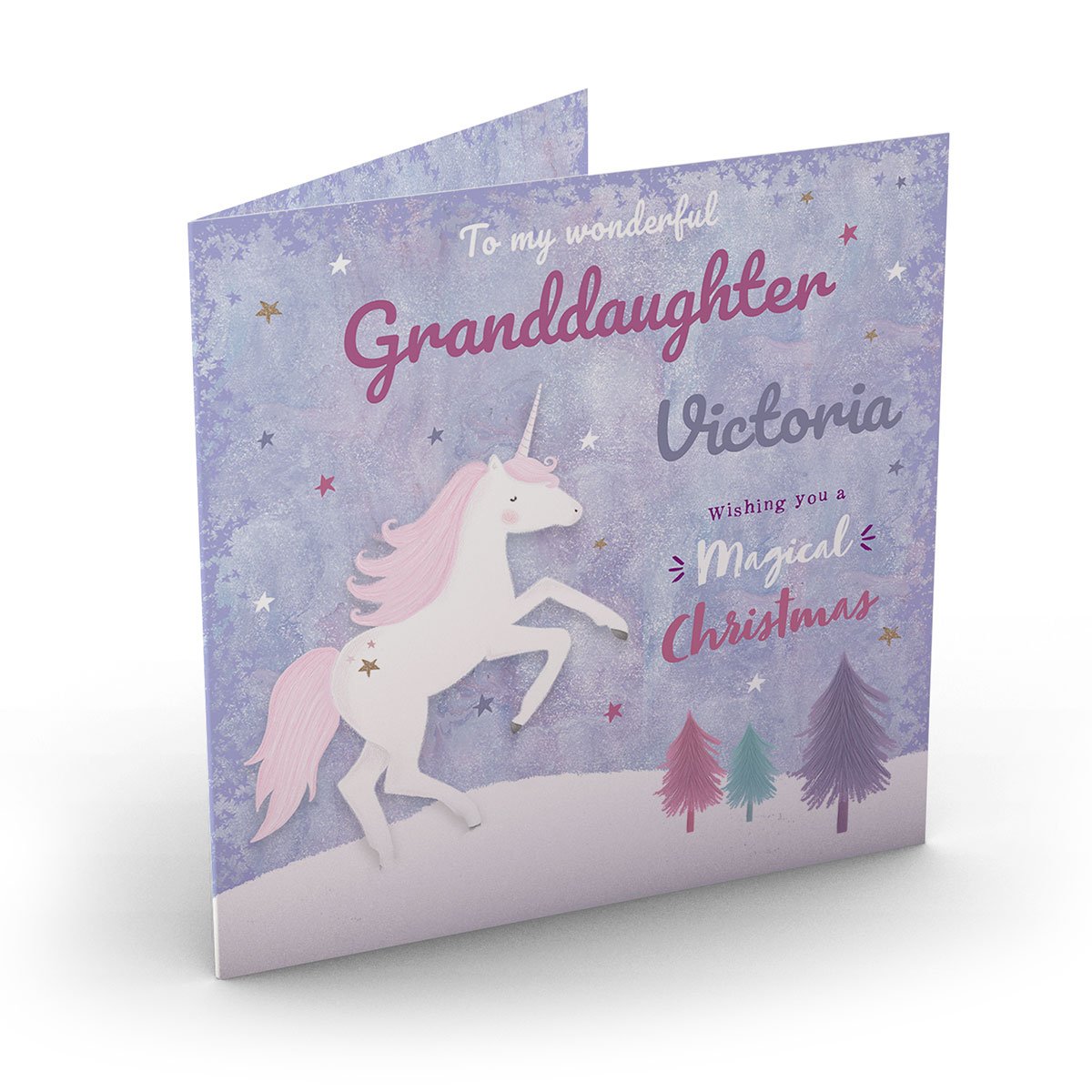Personalised Christmas Card - Magical Unicorn, Granddaughter