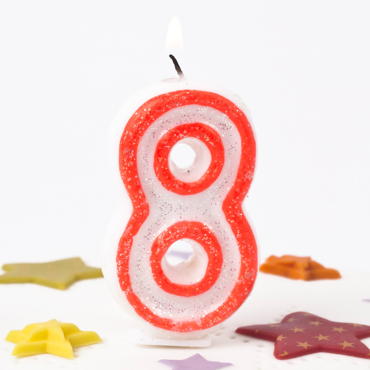 Pink Glittery Number 8 Birthday Candle