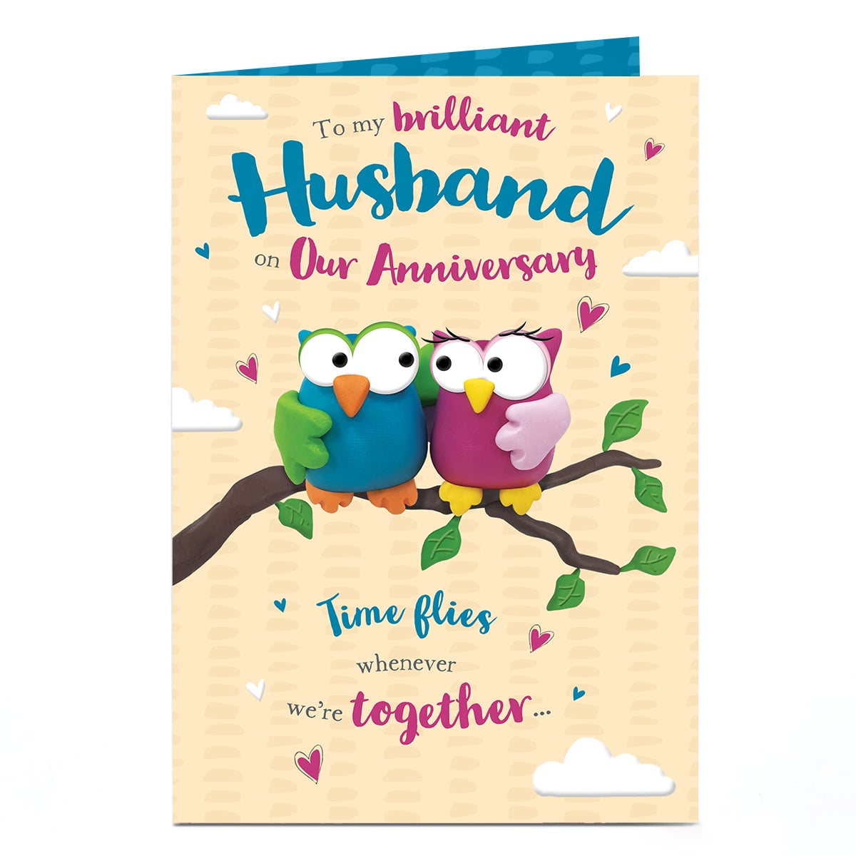 Anniversary Card - Time Flies Owls, Husband