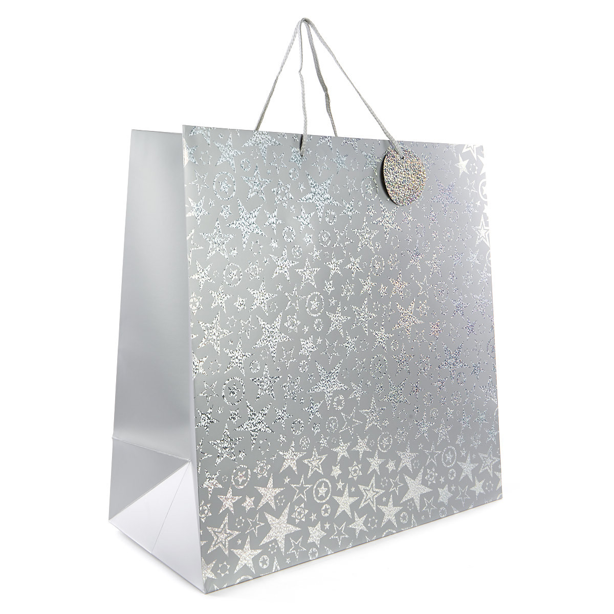 Extra Large Square Silver Stars Gift Bag
