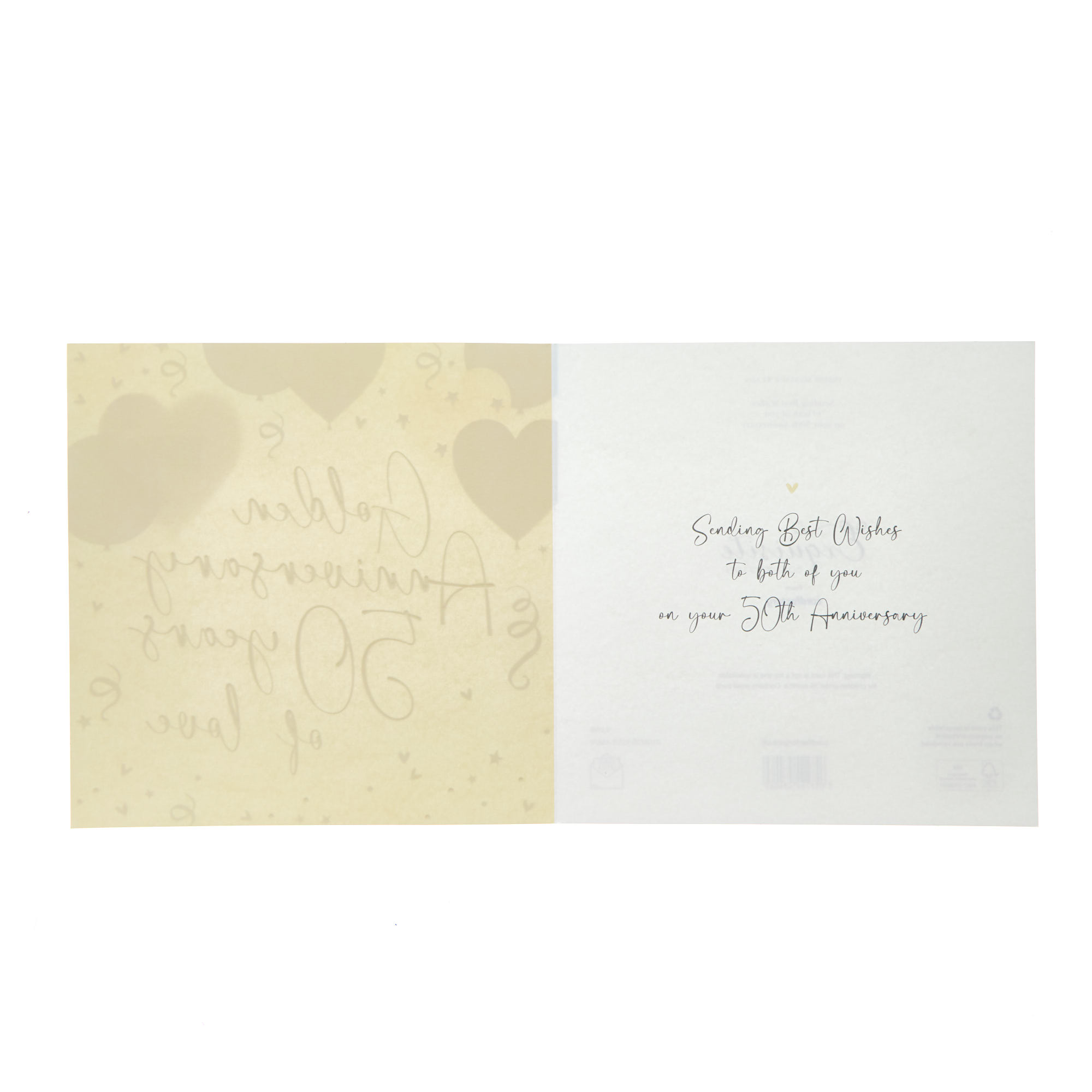 Foil Heart Balloons Golden 50th Wedding Anniversary Card