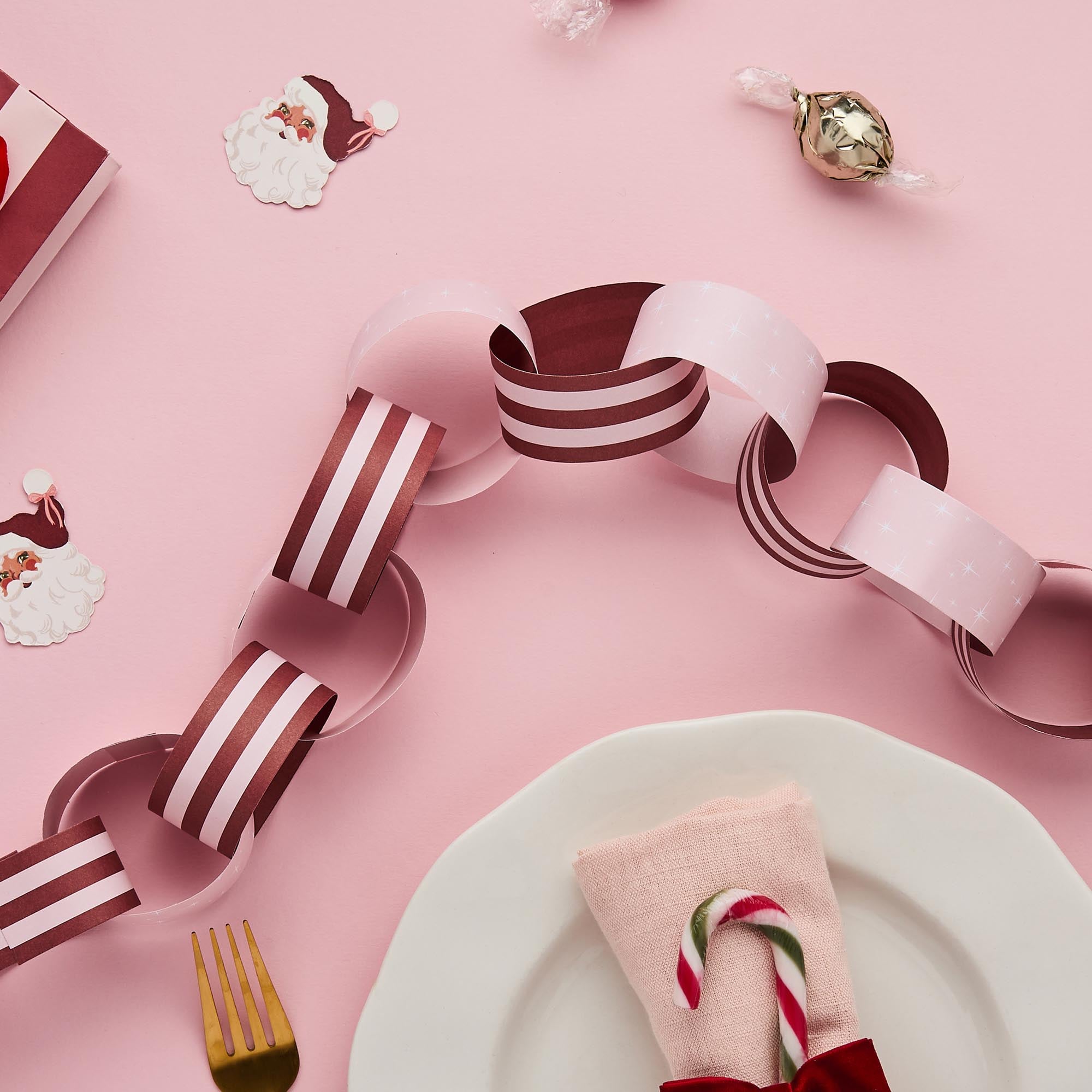 Pink & Red Paper Chains - Pack of 48