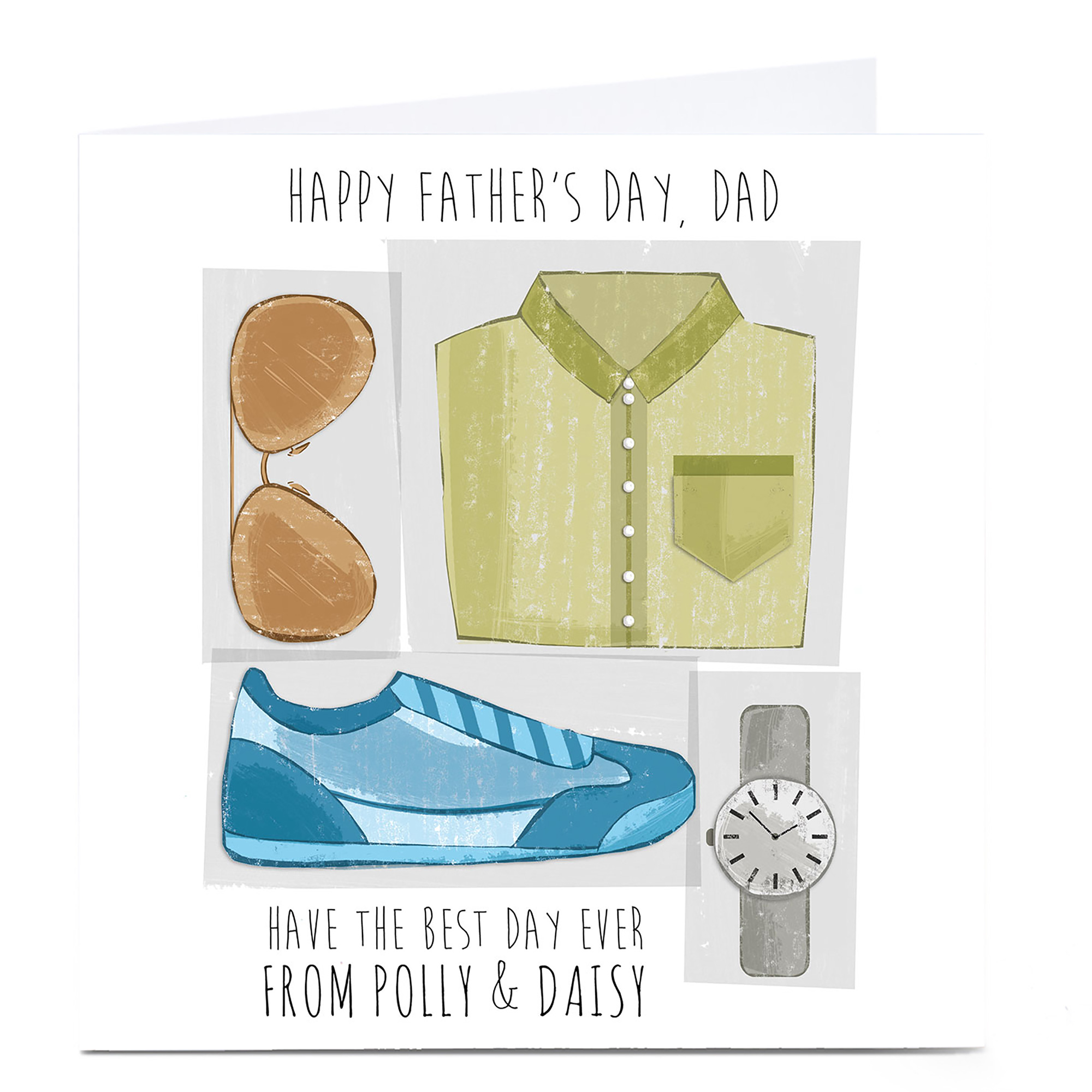 Personalised Father's Day Card - Shirt, Shoes And Sunglasses
