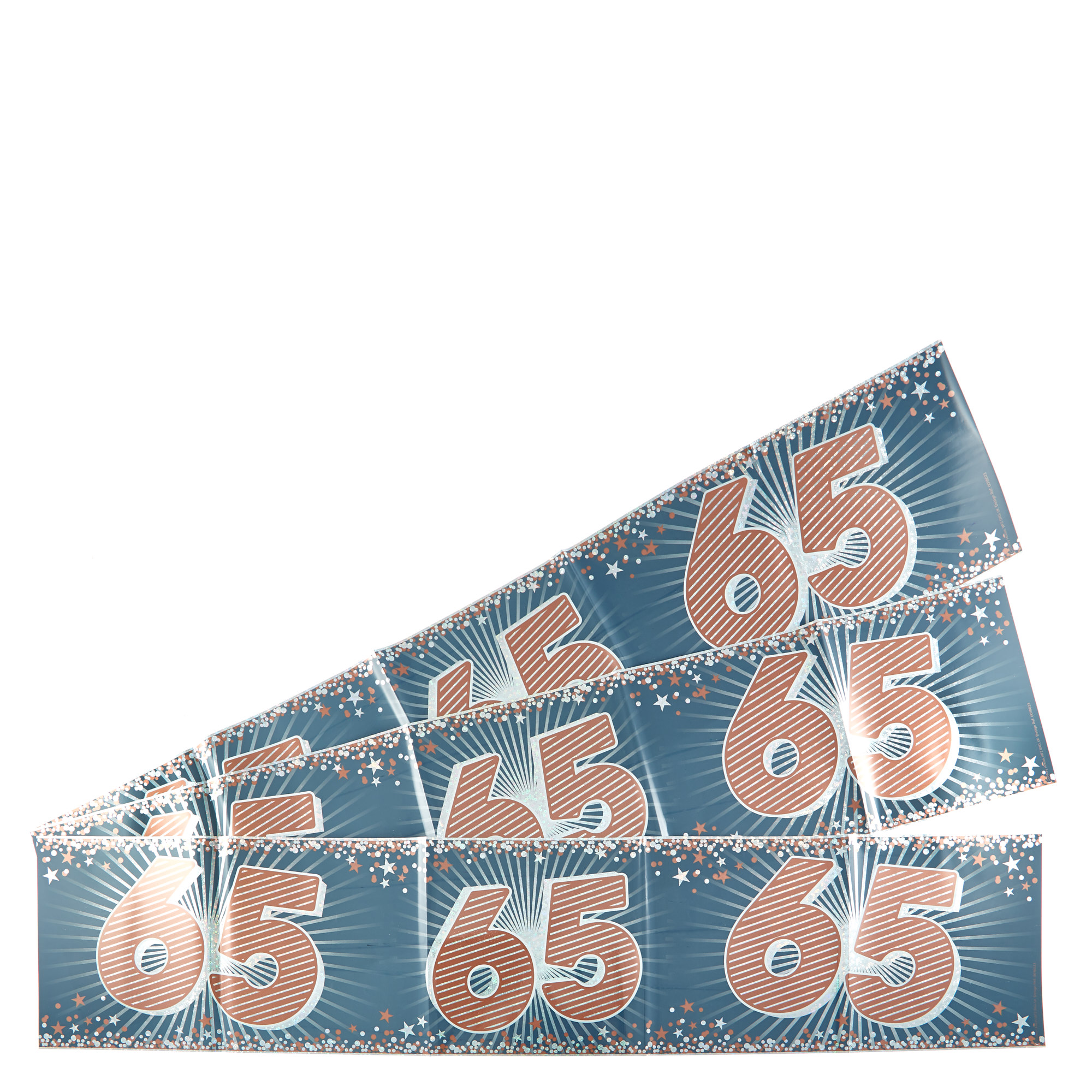 Holographic 65th Birthday Party Banners - Pack Of 3 