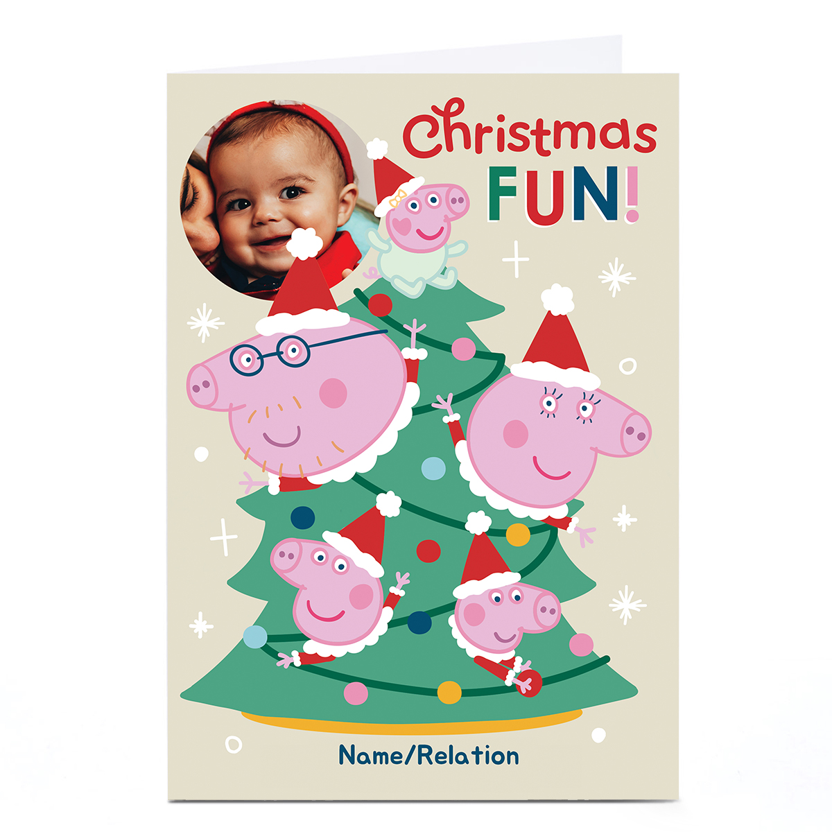 Personalised Peppa Pig Christmas Card - Christmas Tree, Any Name or Relation