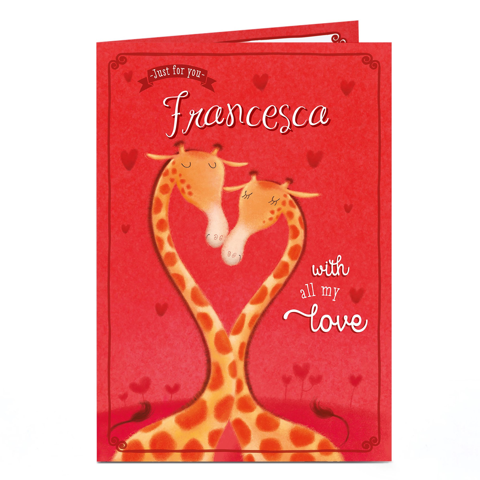 Personalised Card - All My Love Giraffes