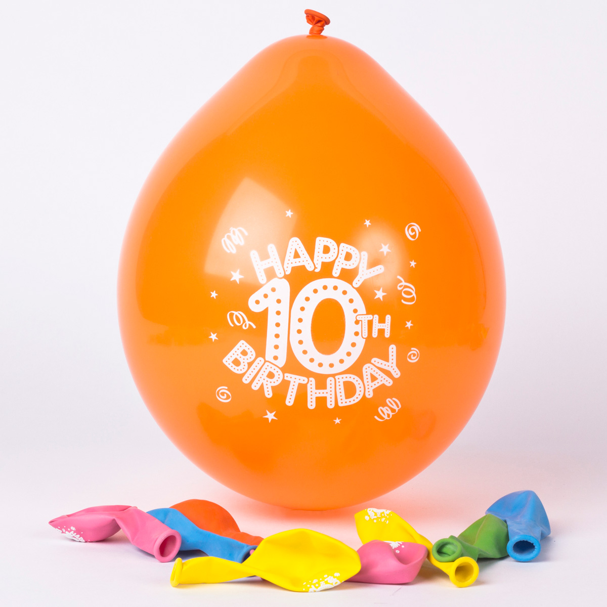 Multicoloured Age 10 Small Air-fill Latex Balloons - Pack Of 10