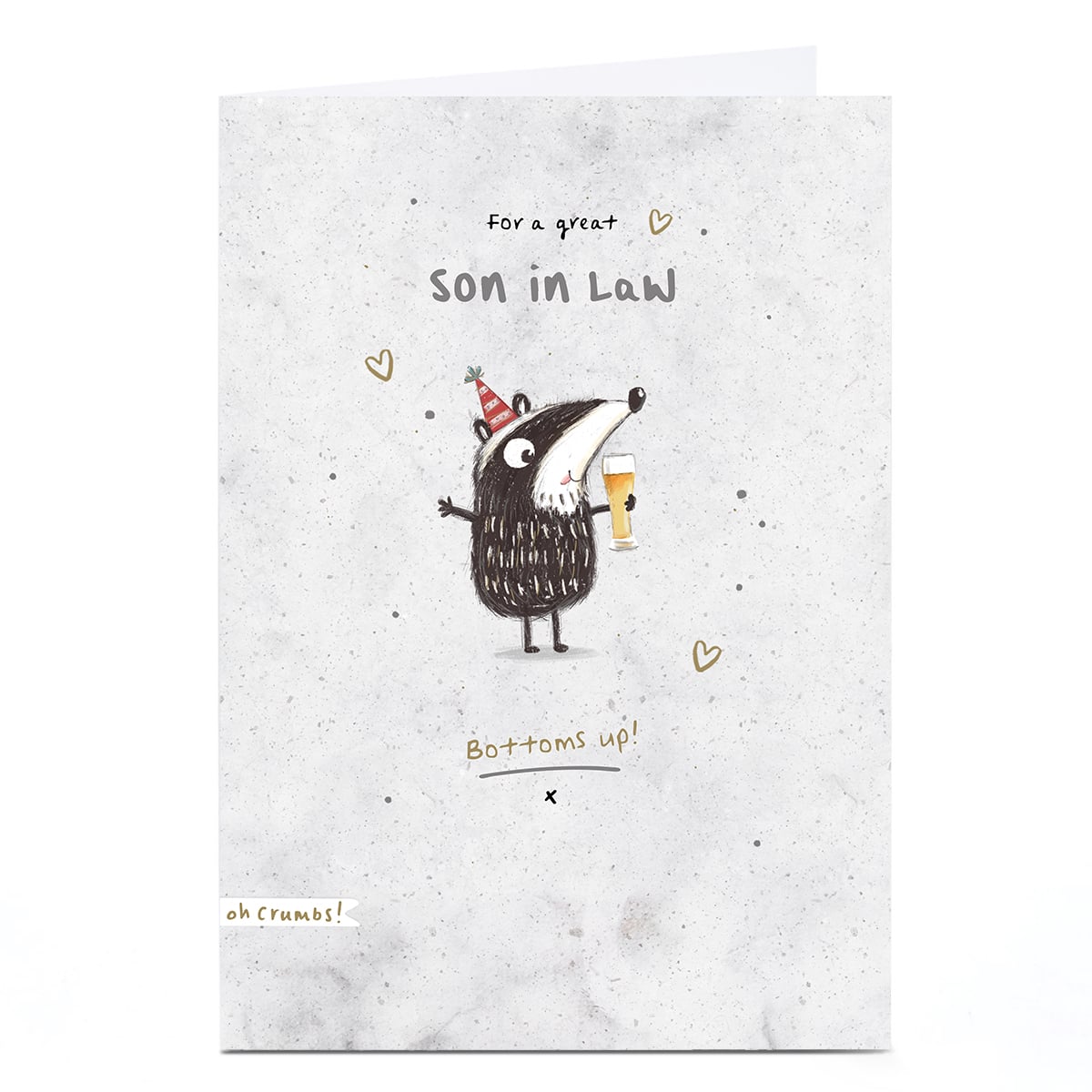 Birthday Card - Badger and Beer Bottoms Up, Son-in-Law