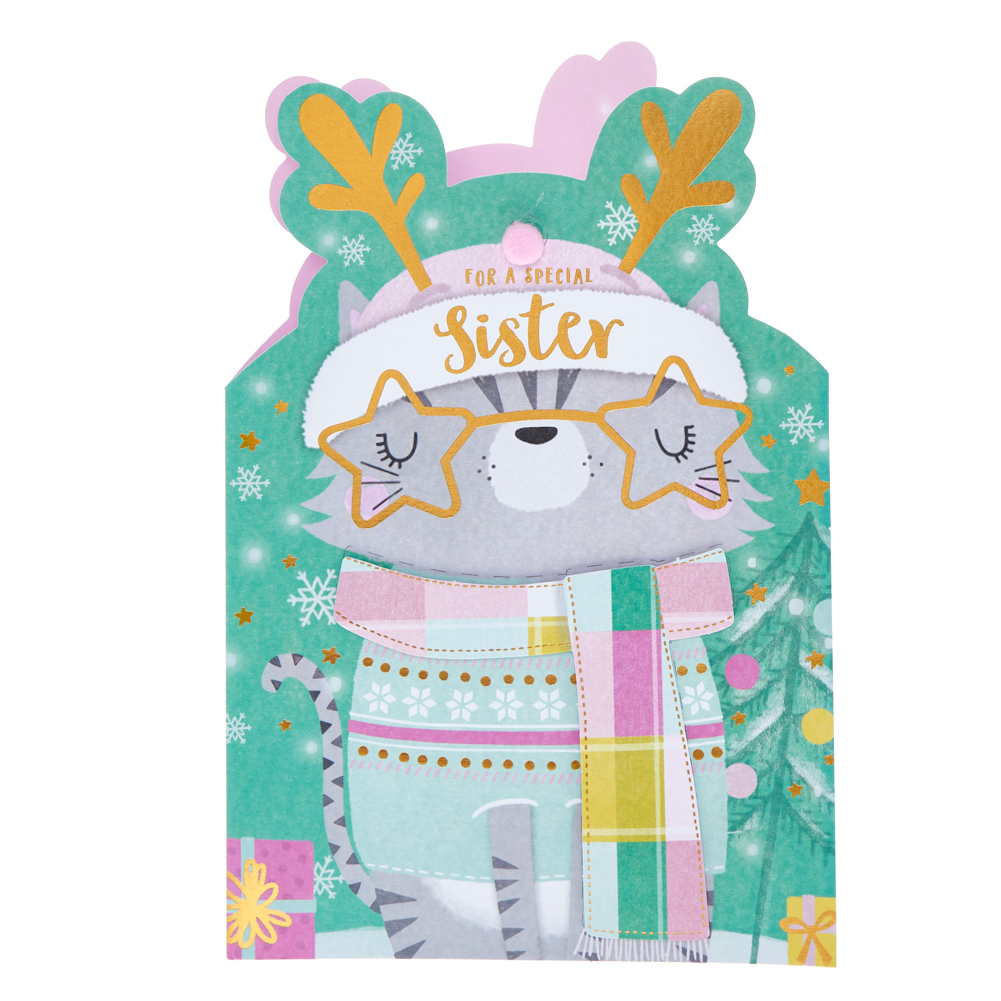 Sister Winter Cat Christmas Card