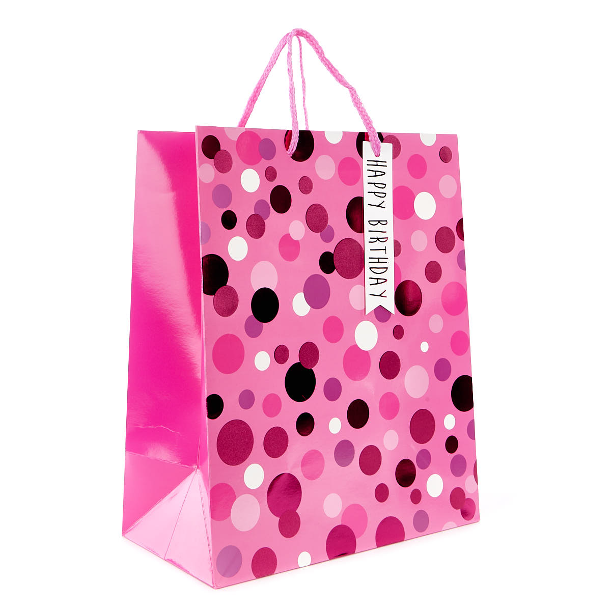 Large Portrait Pink Polka Dot Gift Bag