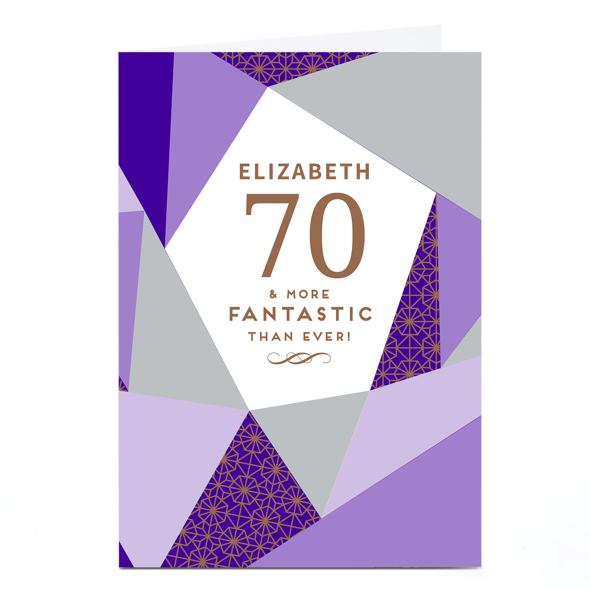 Personalised 70th Birthday Card - More Fantastic Than Ever, Purple