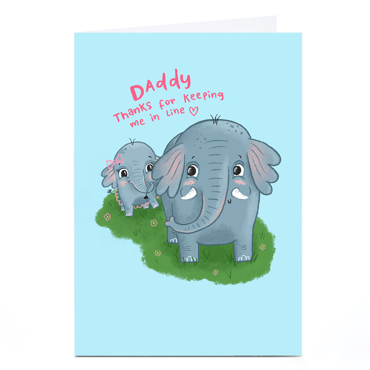 Personalised Blue Kiwi Father's Day Card - Daddy Elephants Pink