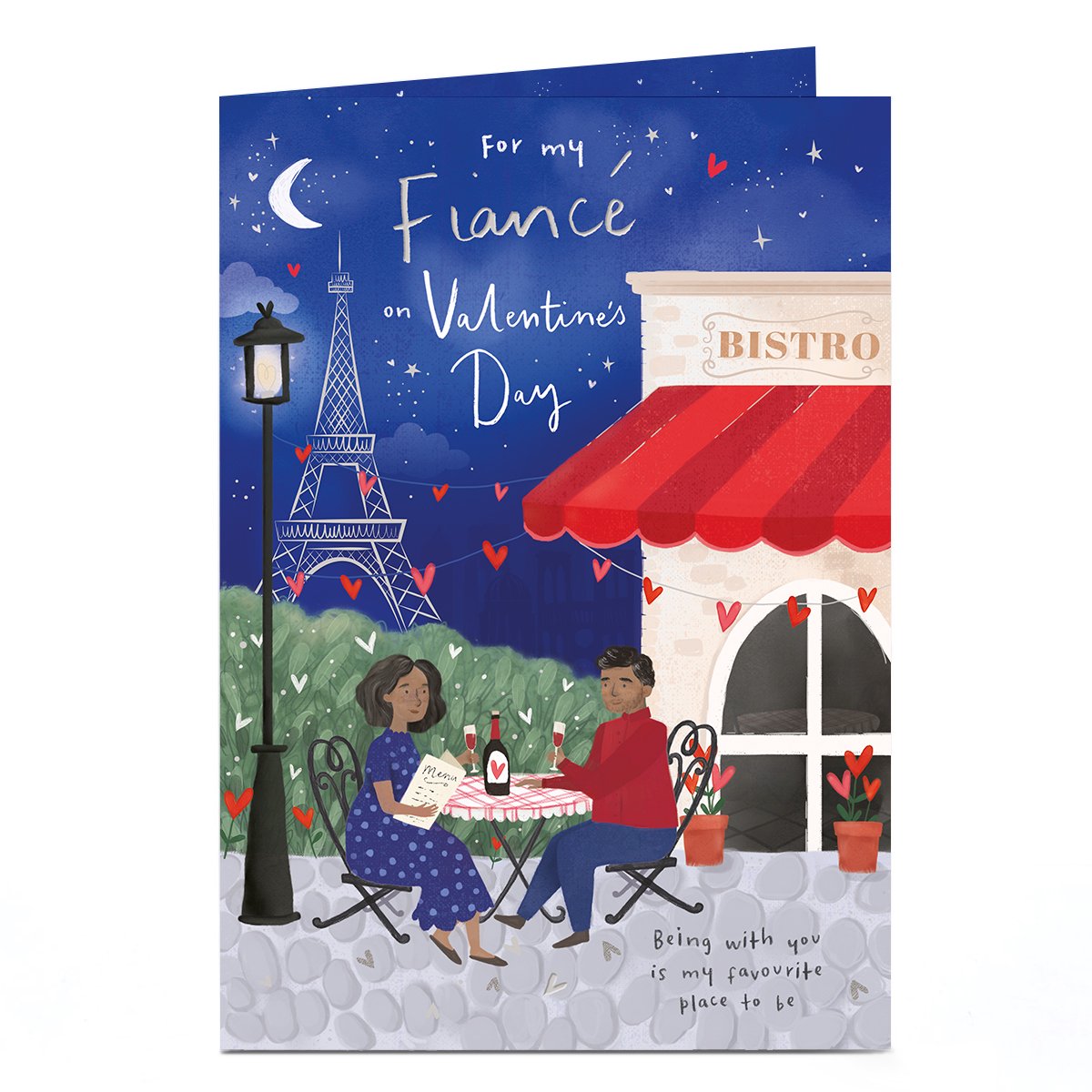 Valentine's Day Card - Romantic Paris Bistro, Fiance