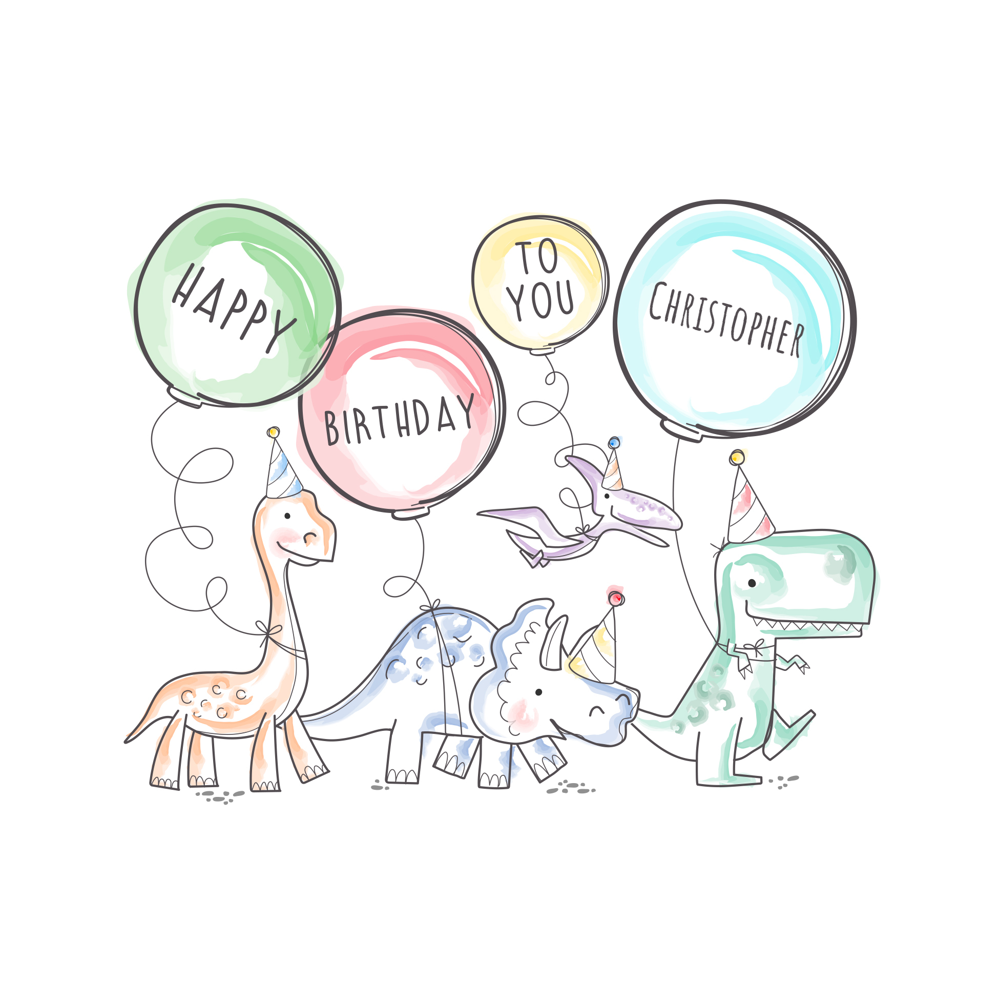 Personalised Rachel Griffin Birthday Card - Dinosaurs