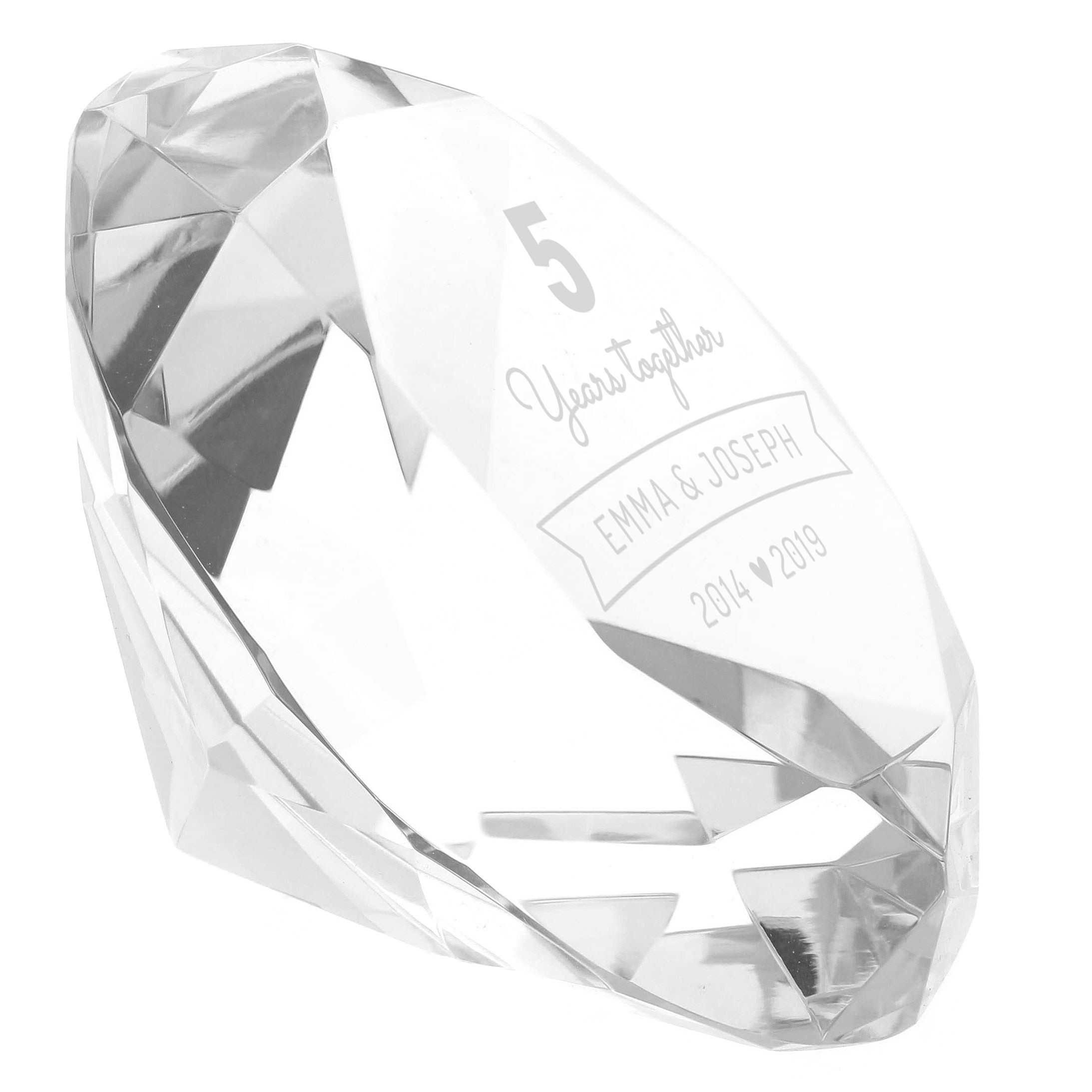 Personalised Anniversary Diamond Paperweight - Years Together 