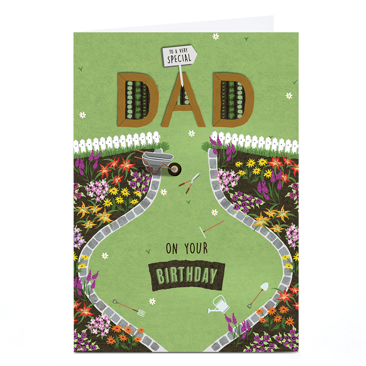Personalised Birthday Card - Picket Fence Garden, Dad