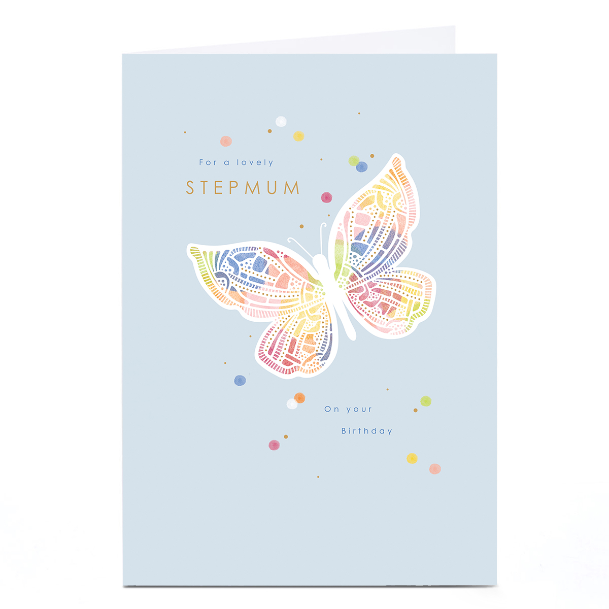 Birthday Card - Rainbow Butterfly, Stepmum