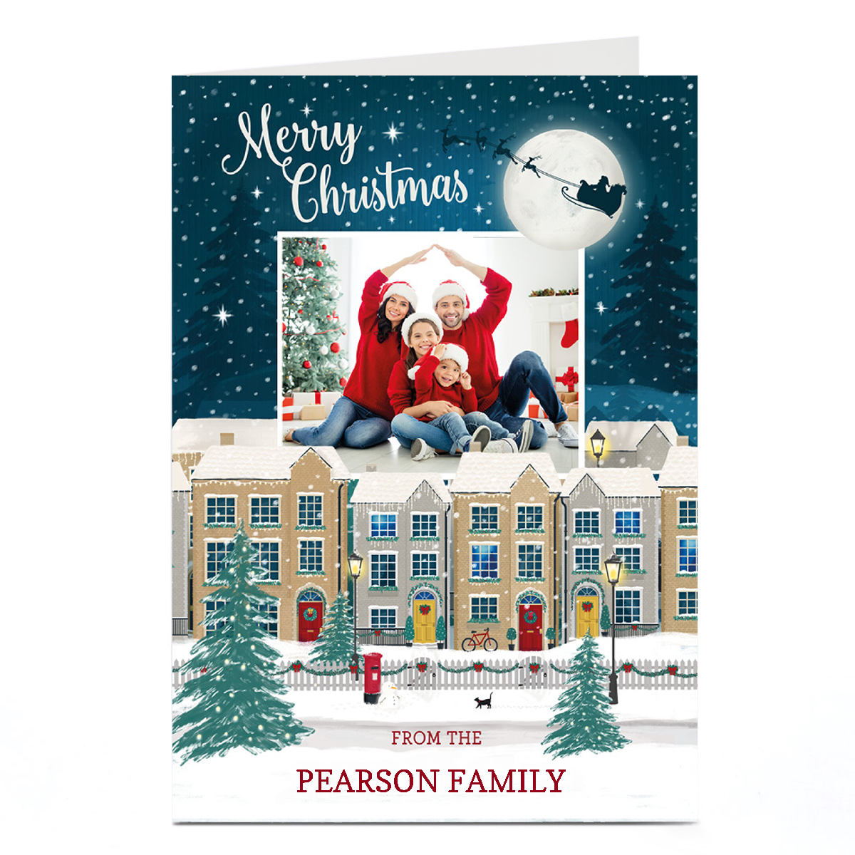 Photo Christmas Card - Snowy Houses, Merry Christmas